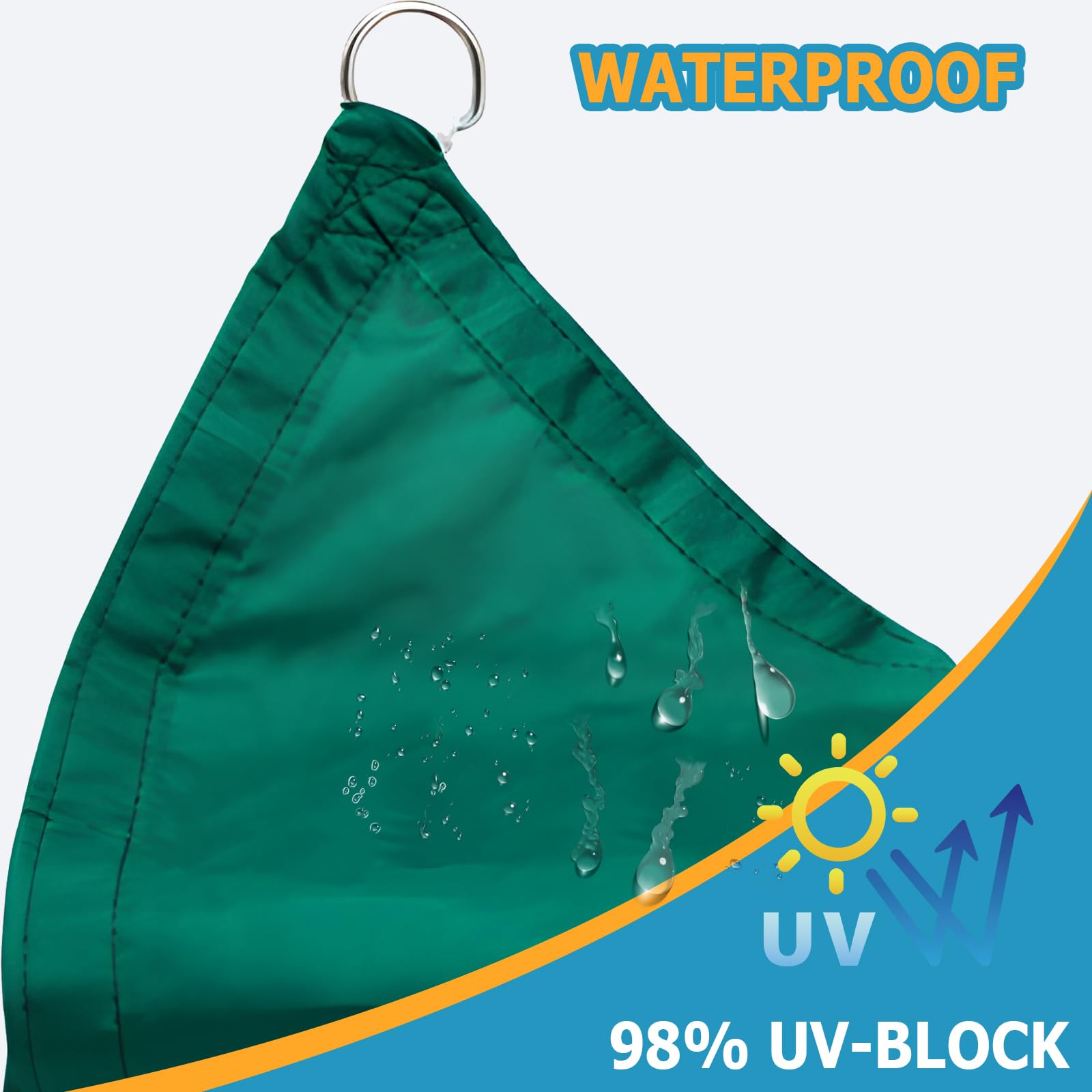 Voile D'ombrage Triangulaire 4x5x6.4.m Vert foncé Toile Ombrage Imperméable Protection 98% UV pour Jardin Extérieur Terrasse Cour