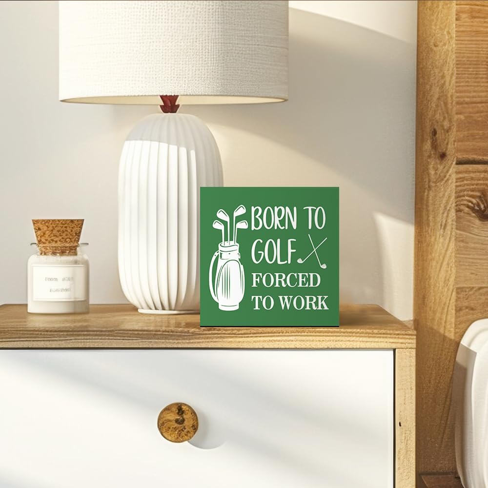 Born To Golf Forced To Work Wooden Box Sign, Funny Golf Lover Gifts for Women Men Golfers Fans Friends Brother Husband Son, Thank you Birthday Gifts for Men Dad Uncle Mentor Boss Colleague image 4