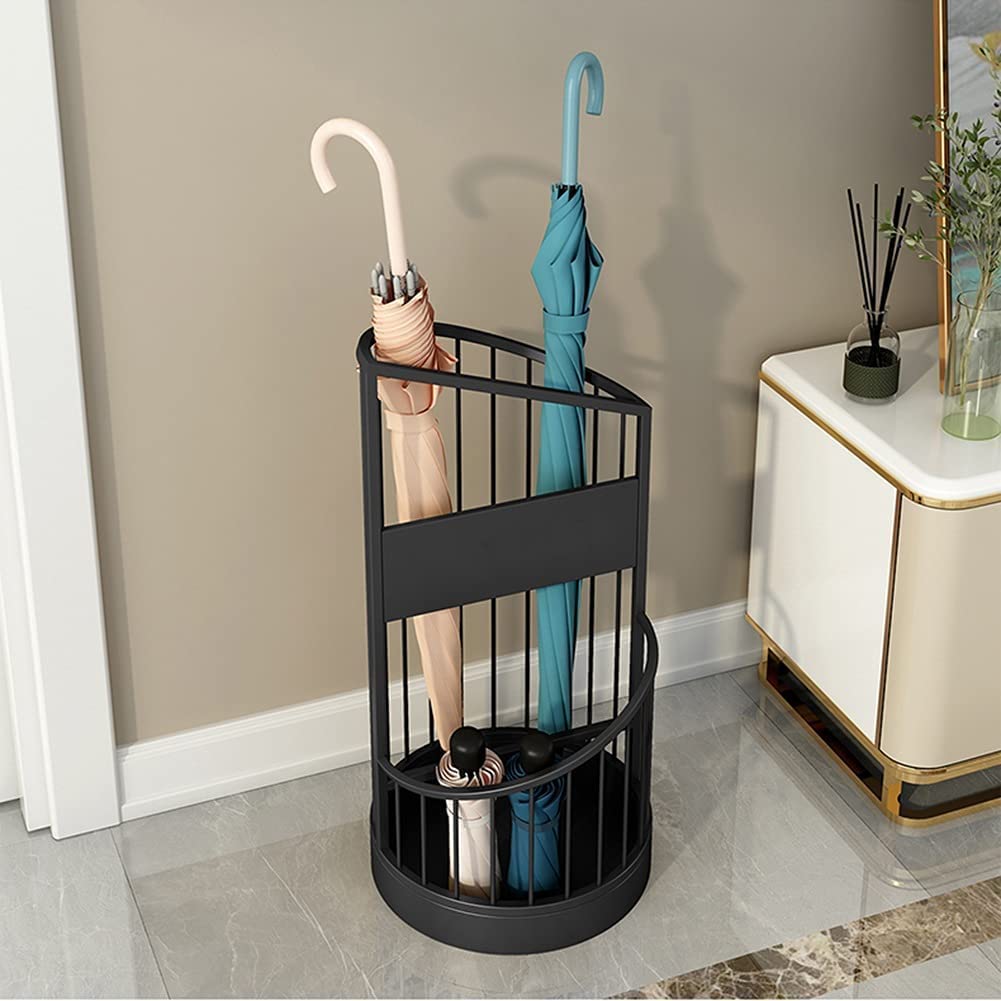 Porta Organizer Portaombrelli In Metallo A 2 Livelli Da Ingresso A Secchiello Per L'ufficio Del'hotel D'affari Di Famiglia Corridoio Ingresso(Black,30 * 30 * 61cm)