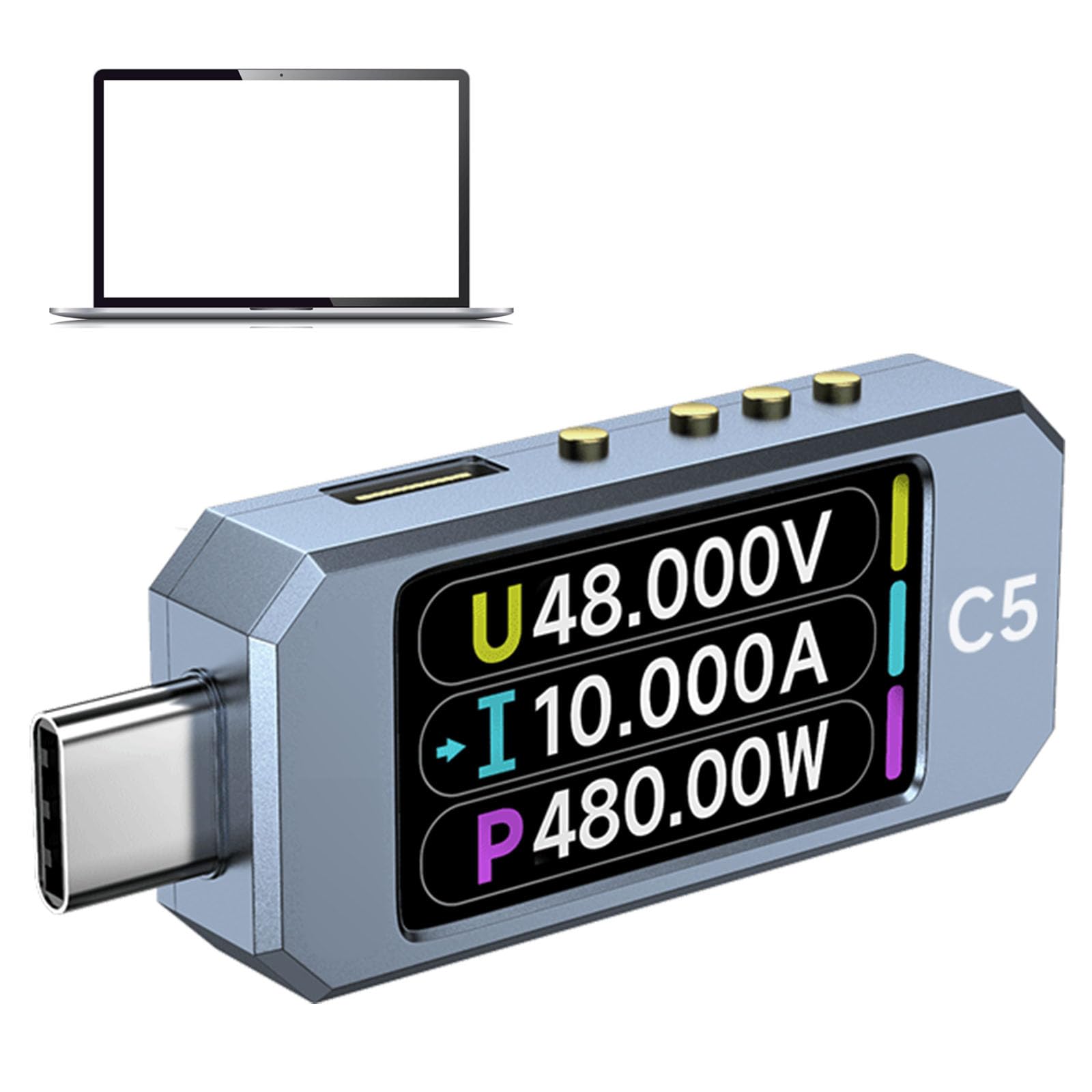 Multímetro digital de alta precisión USB C 3.1 DC48V para medición de voltajes y corriente con pantalla