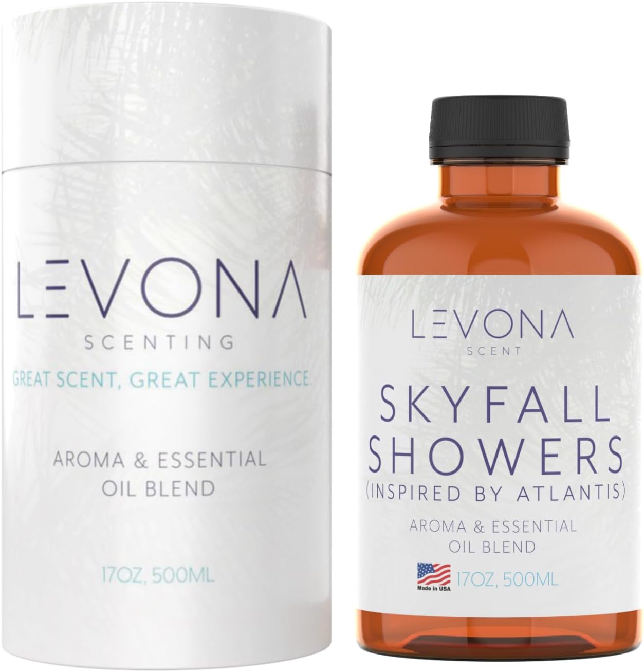 Levona Scent Essential Oil - Luxury Aroma for Home, Office, Hotel & Spa, Ideal for Humidifiers & Diffusers, Hotel Fragrance with Neroli, Orange & Melon - 500ml / 17 fl oz, Skyfall Showers