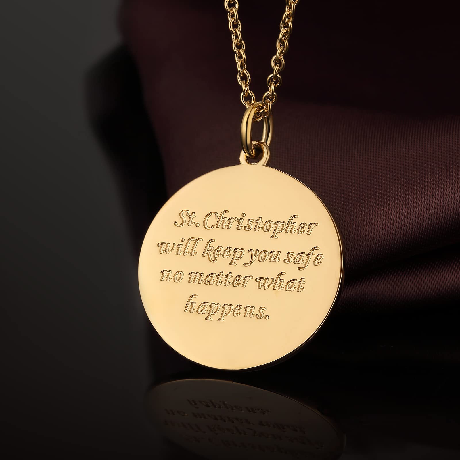 18K Weißgold vergoldet Heiliger Halsketten Patron Amulett Medaillon Schmuck St. Michael Christopher Anhänger Kette für Herren Damen
