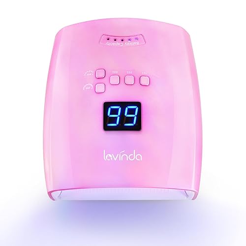 Lavinda Lámpara de uñas LED UV lámpara de uñas profesional recargable de 48 W inalámbrico secadora de uñas inalámbrica con parte inferior de metal