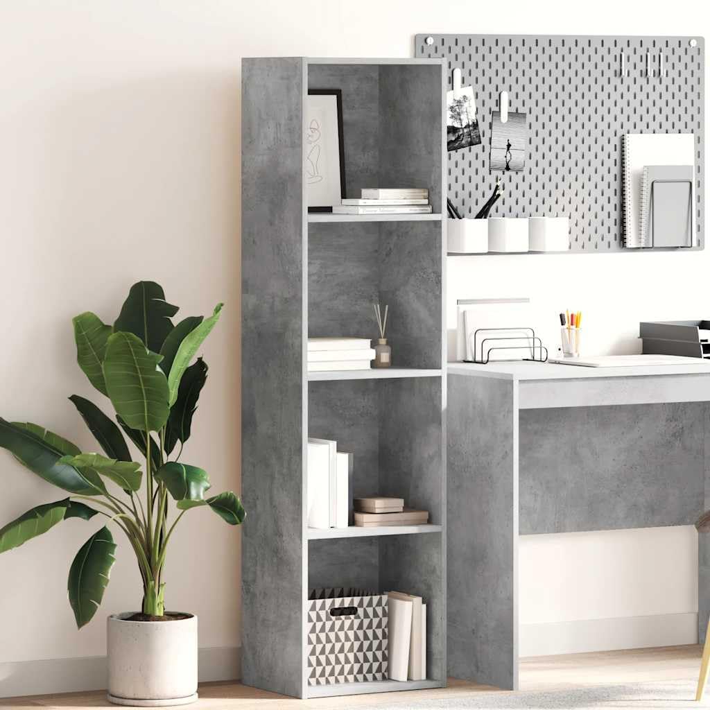 Bücherregal Betongrau Holzwerkstoff 40x30x152 cm Standregal mit viel Stauraum, vielseitiges Regalsystem, Ablage für Bücher, Akten, Deko, Wohnzimmer, Büro, Schlafzimmer