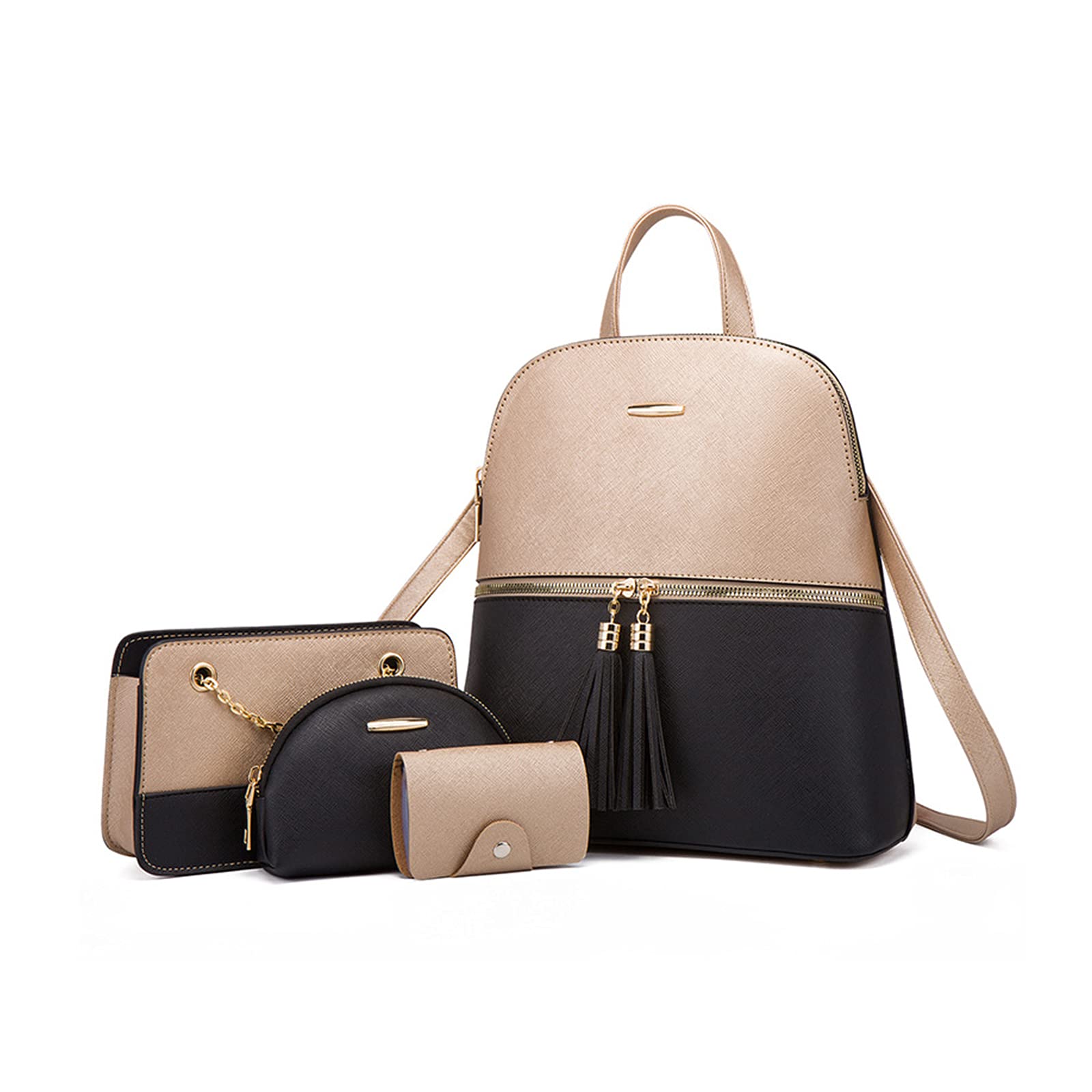 NICOLE & DORIS Mochila Mujer Bolso Mochila Mujer Pequeño Casual de Moda Antirrobo Mochilas Cuero PU Backpack Establecer 4 en 1