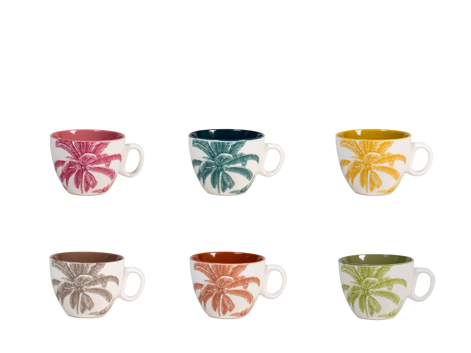 H&H Indian Summer Set 6 Tazze Tè, New Bone China, Senza Piattino, cc220