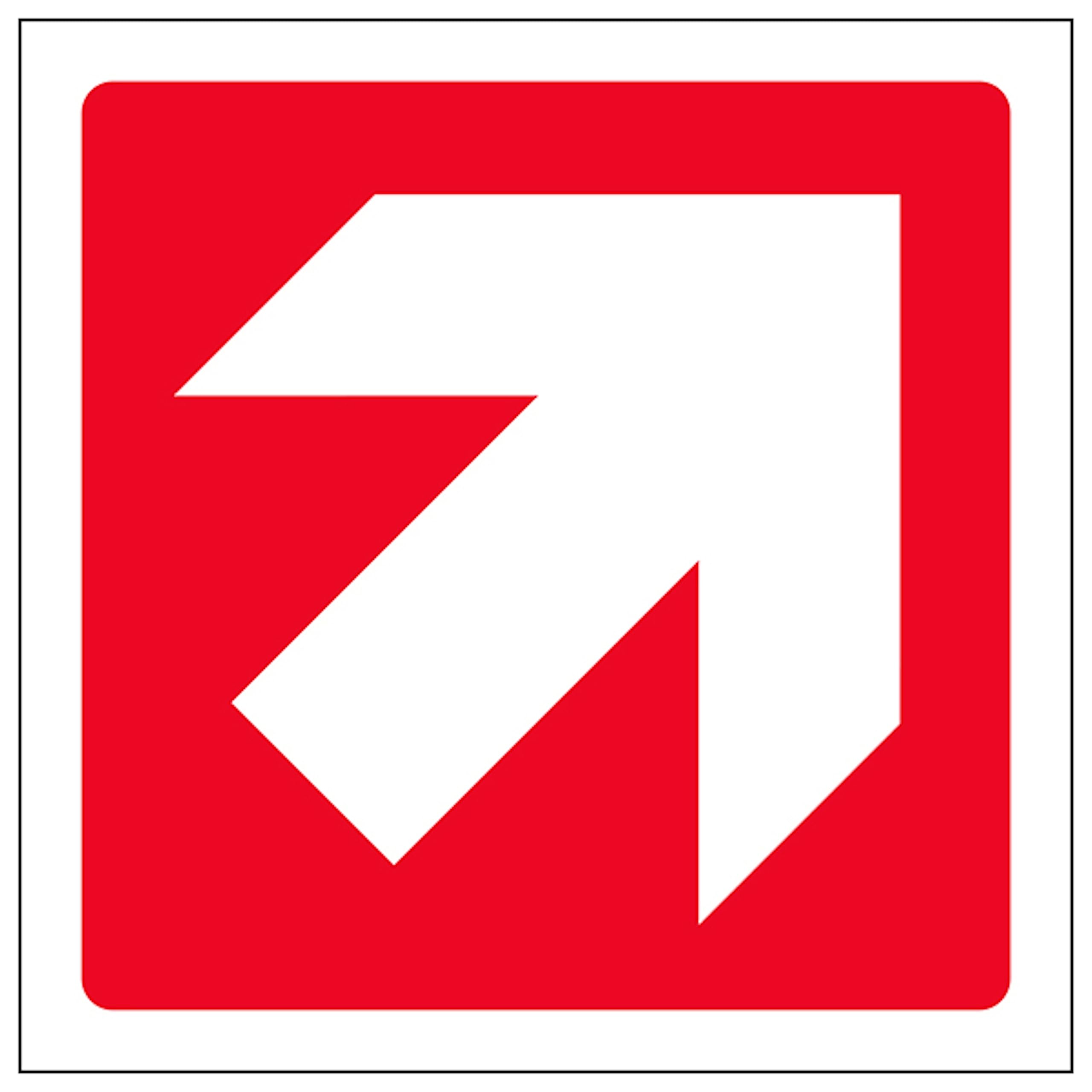 V Safety Red Diagonal Arrow - Square 150 x 150 mm - 2mm Rigid Plastic Safety Sign