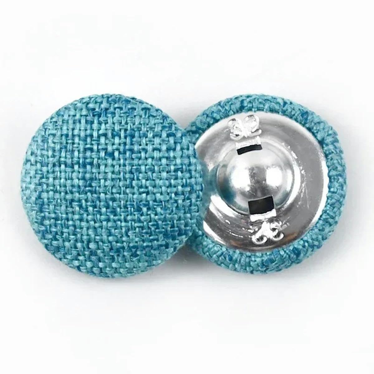 30piece 11-30mm Metal Linen Covered Button for Clothes Sofa Cushion Decor Round Shank Buttons DIY Suit Overcoat Sewing Accessories-17BlueGreen-20mm