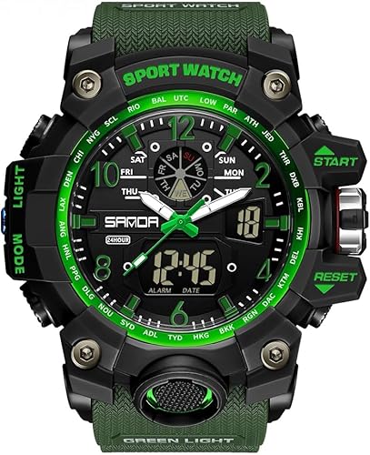 AIMES Mens Watches Sports Outdoor Waterproof Military Watch for Men Tactical Watch Analog Digital Date Alarm Stopwatch Multi-Function Tactics Big