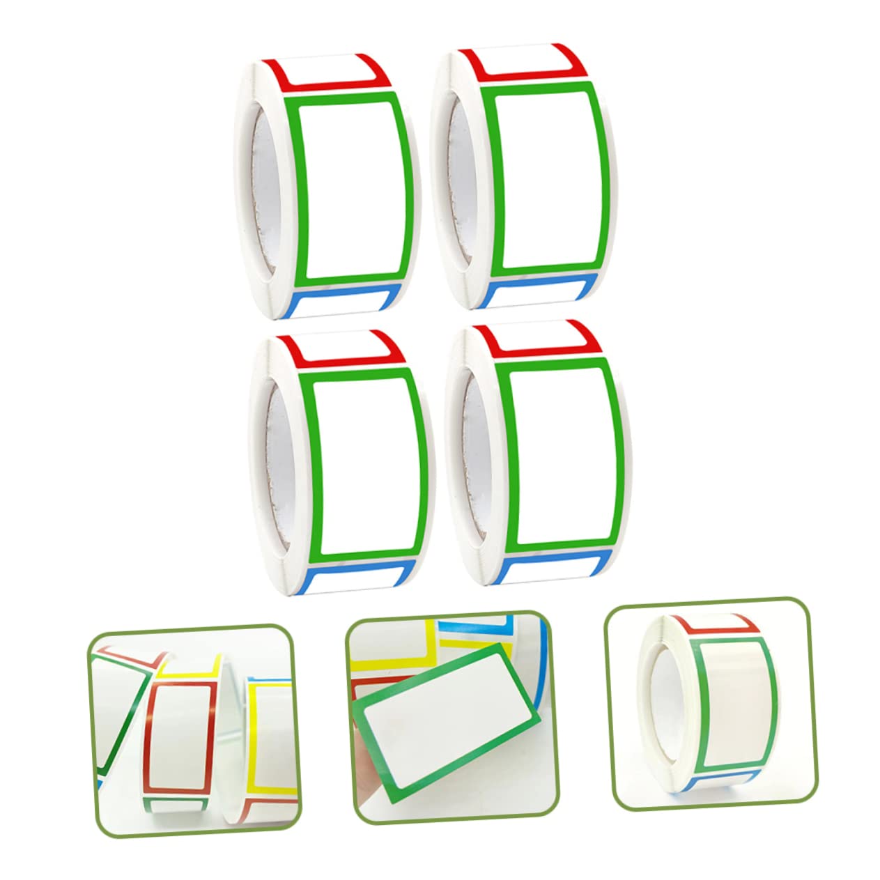 LALAFINA 5 Ensembles Étiquettes Adhésives Colorées Rectangulaires Pour Organisation De Stickers Personnalisables Pour Cuisine Bureau Et Maison 4 Rouleaux*5