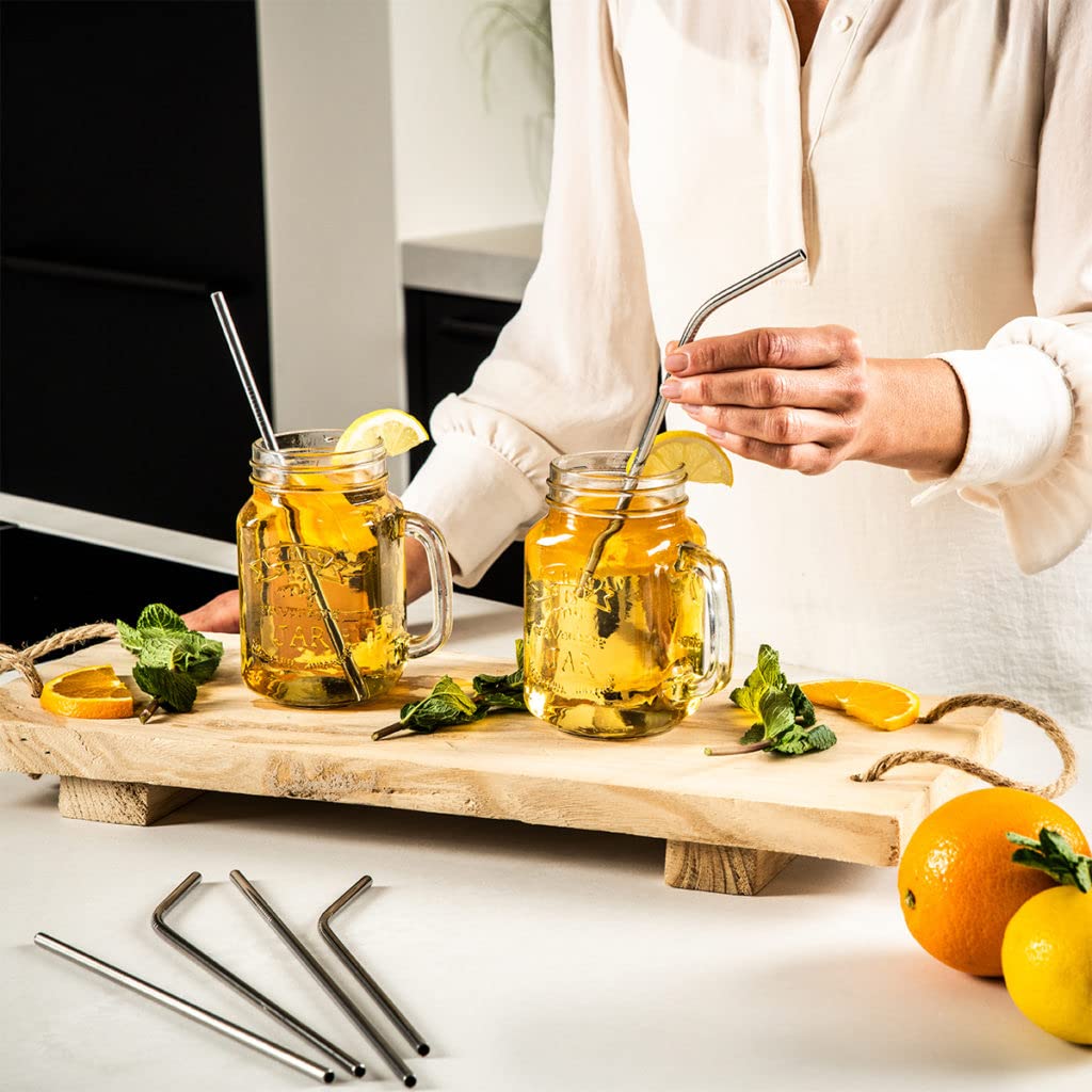 Lot De 10 En Acier Inoxydable Pailles, Straight Réutilisable Pailles De 26,7 Cm De Long 0,6 Cm De Diamètre Pour Verre De 850,5 Gram Et Verre De 567 Gram, 2 Brosse De