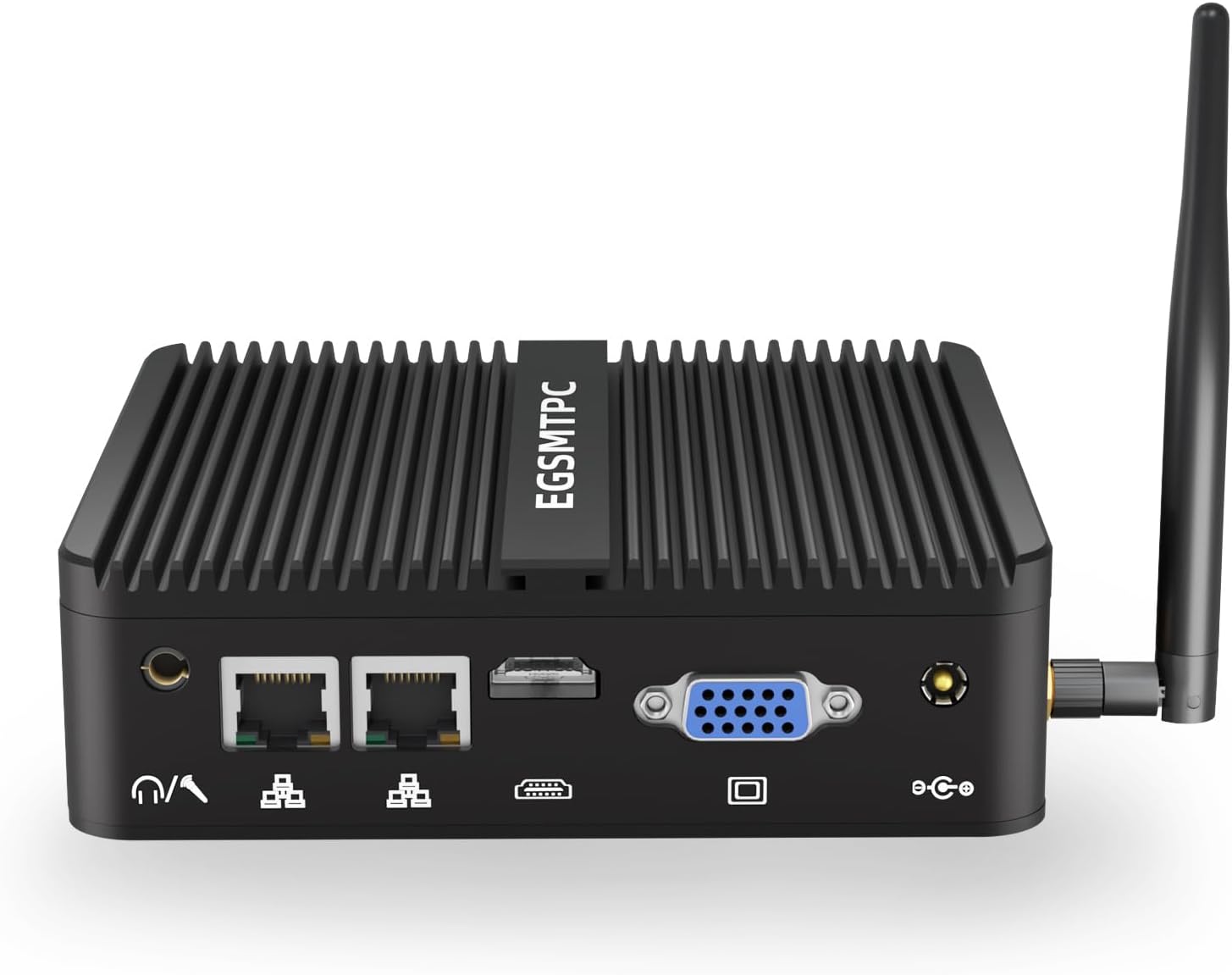 Fanless Mini PC, Industrial PC Intel N100, 8GB RAM, 256GB SSD, Dual Display (4K HD + VGA), 2 RS232 COM, Dual Gigabit Ethernet, WiFi, BT, Mini Computer Win 11