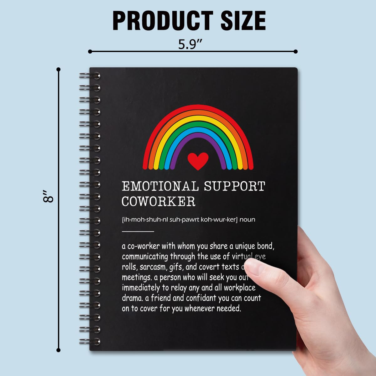 Emotional Support Coworkers Hardcover 160 Seiten Blanko-Spiralnotizbücher, emotionale Unterstützung Kollegen Notizbuch, Abschiedsgeschenk für Kollegen, Dankeschön-Geschenk für Kollegen
