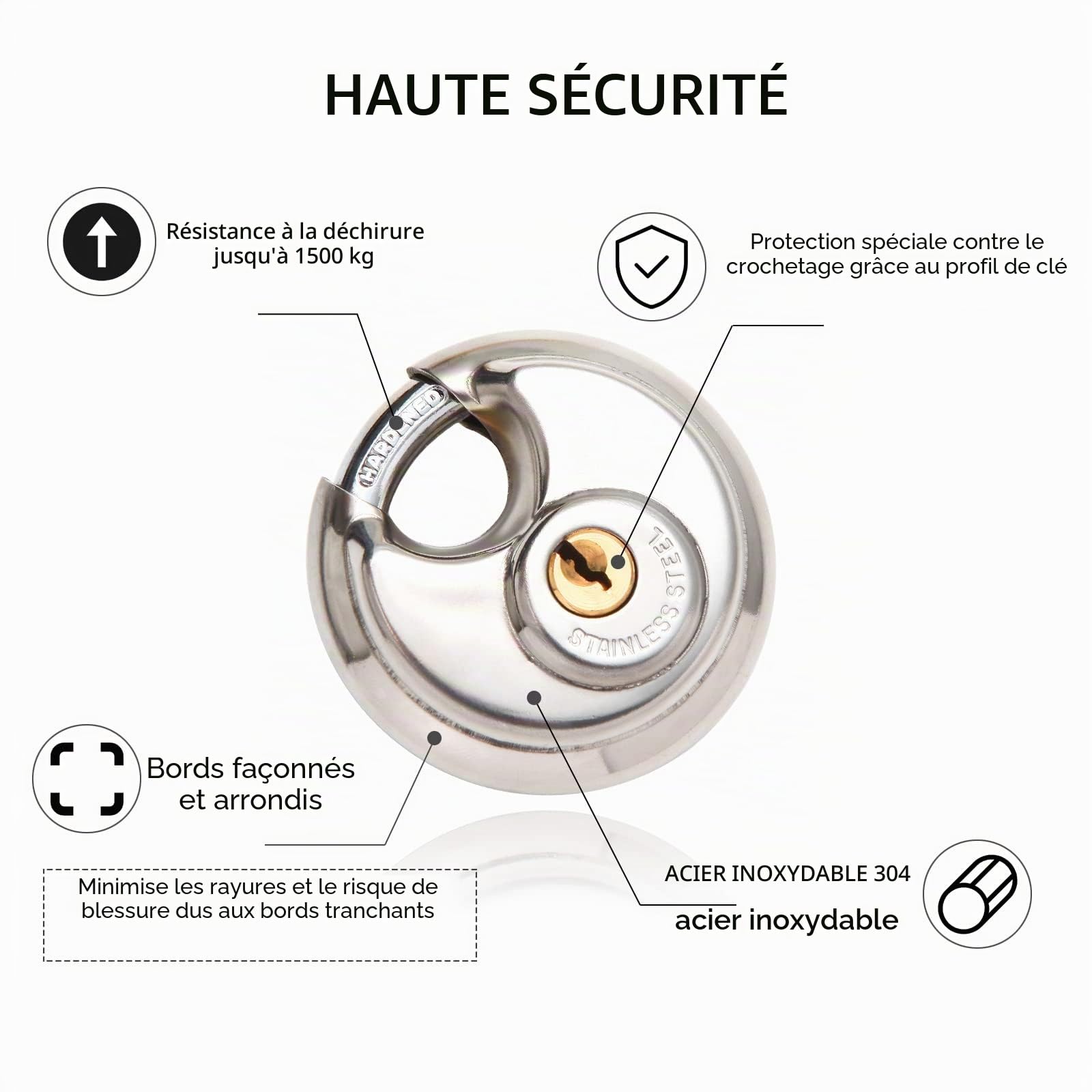Cadenas Remorque - Verrouillage de la Remorque,Le Verrouillage de L'attelage avec Cadenas, Antivol de Remorque pour Les Remorques Attelées et Dételées,2 Cles