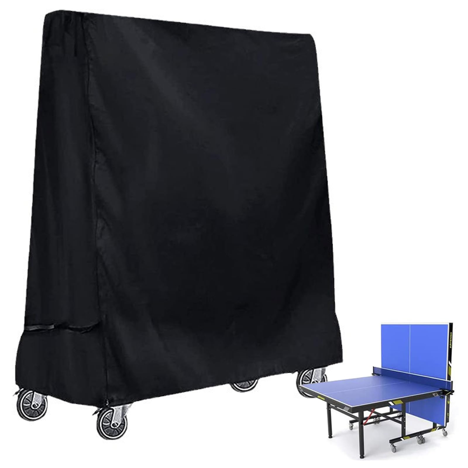 Yuragim Copertura per tavolo da ping pong, 420D, Oxford, impermeabile, antivento, resistente ai raggi UV, colore nero, per interni ed esterni, 165 x 71 x 185 cm