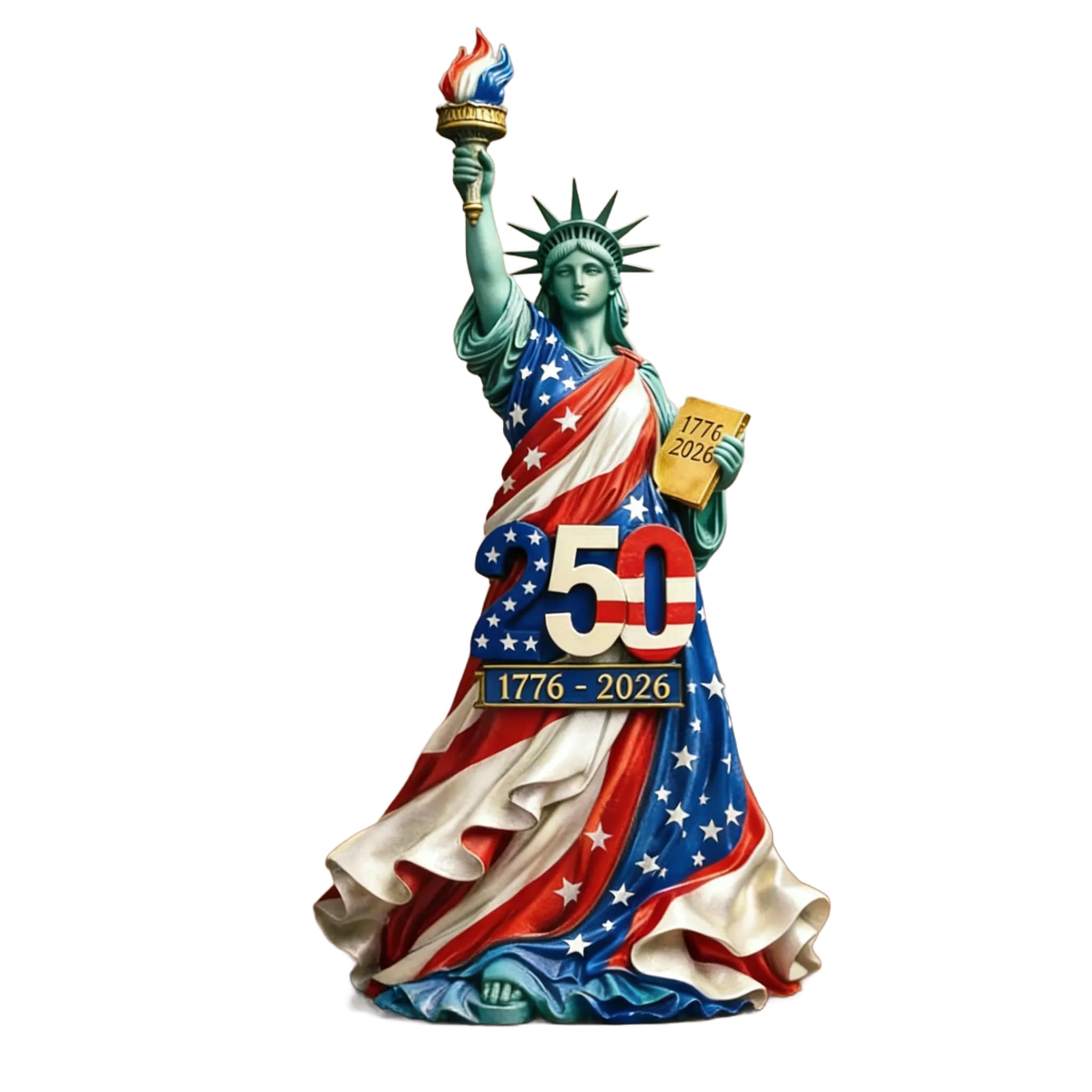 kivimico Statue of Liberty Figurine 8 Inch, 250th Anniversary 1776–2026 Commemorative Resin Statue, Premium Hand-Painted Patriotic Decor for Independence Day Gift & Home Display