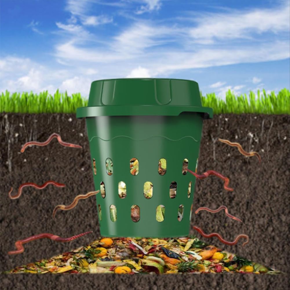 In-Ground Inground Wurmkomposter 2er-Pack Mini Unterirdische Wurmfarm für Gartenbeete & Hausgebrauch, Vermikompostierungsbehälter