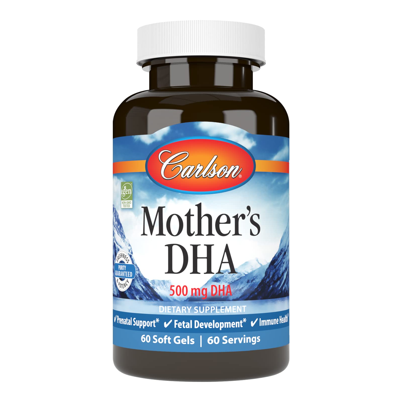 Carlson Mother's DHA, 500 mg, DHA, Nutrients for Baby & Mom, 60 Softgels