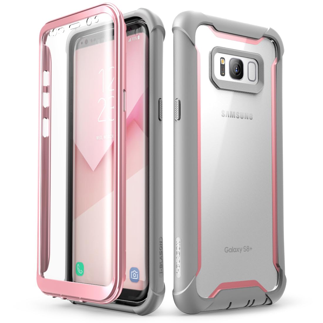 i-Blason Ares Series Full-Body Rugged Clear Bumper Built-in Screen Protector Case for Samsung Galaxy S8 Plus (2017 Release), Pink