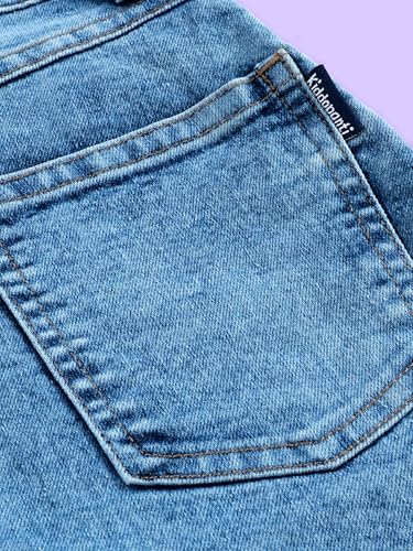 Image of KiddoPanti Girls Solid A-Line Fit Pinafore 5 Pocket Denim Dungaree Skirt