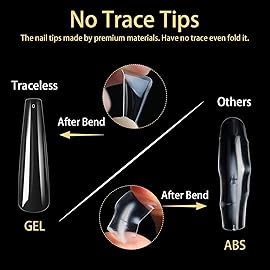 Cycullinyt 240Pcs Coffin Soft Gel Nail Tips, Long Coffin Nails, 12 Sizes Full Cover Acrylic Fake Nails Clear False Nail Extension for Beginner and Professional Home Salon DIY