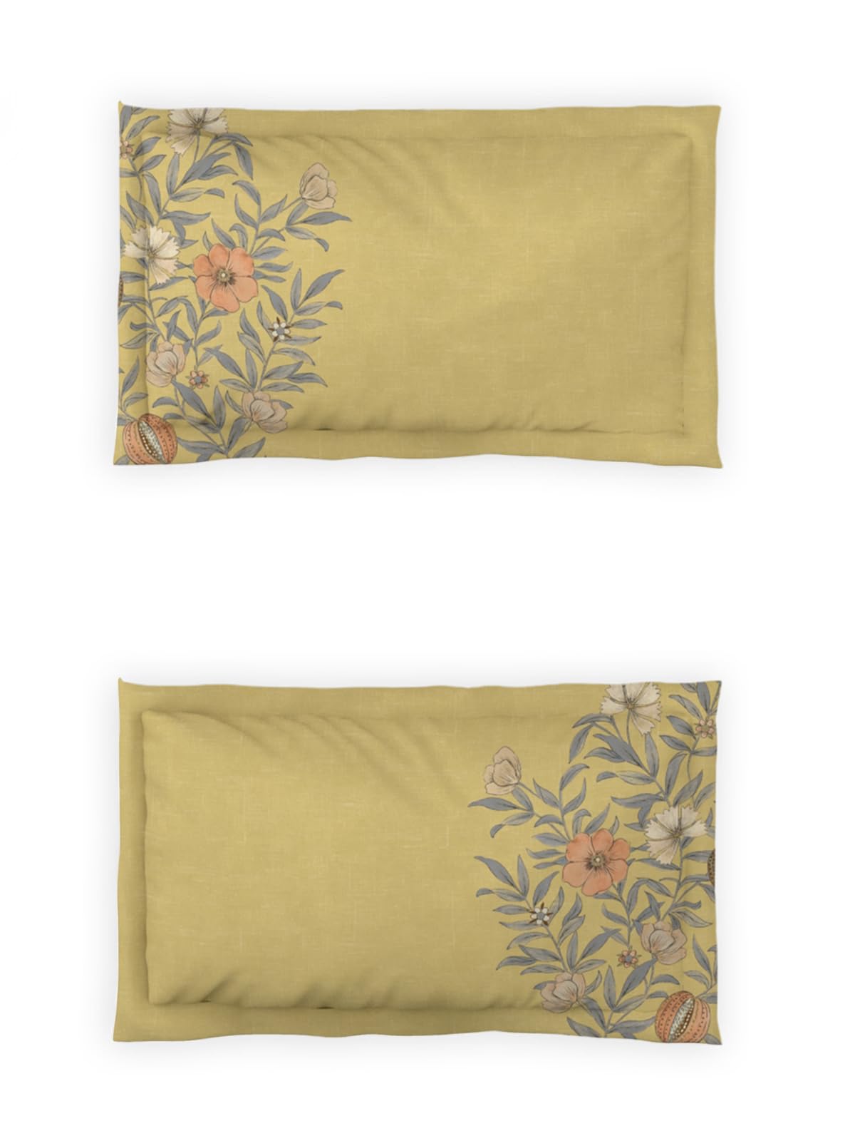 DDECOR Live beautiful Cotton Queen Bed Sheet Set with 2 Pillow Covers (229 CM X 274 CM, Yellow) Digital Print Classical 145TC GSM 2