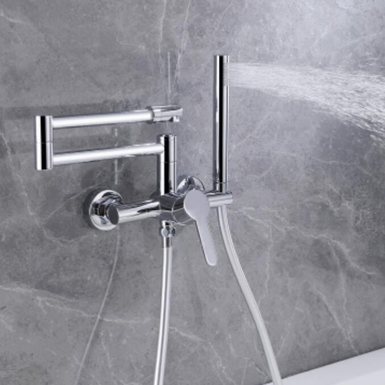 Robinet de baignoire avec douche mural pliant mitigeur bain noir eau chaude froide laiton