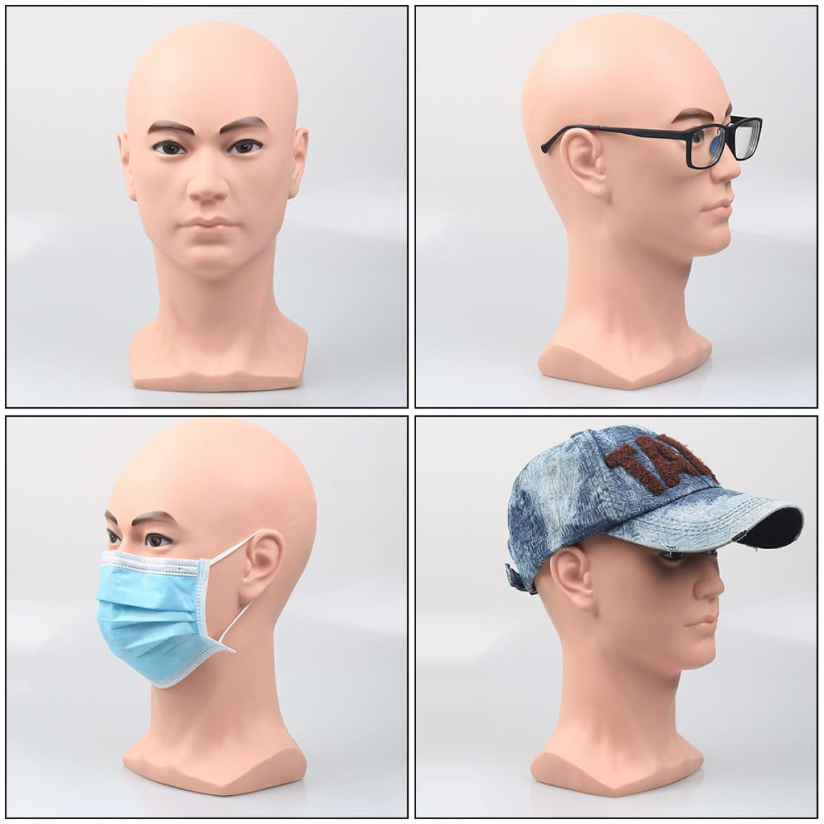 Ciieeo Mannequinkopfständer Glatzenkopf Modell aus Glattem Kunststoff Perücken und Hutdisplay für Salon und Zuhause Vielseitiger Perückenständer für Styling Trockenständer