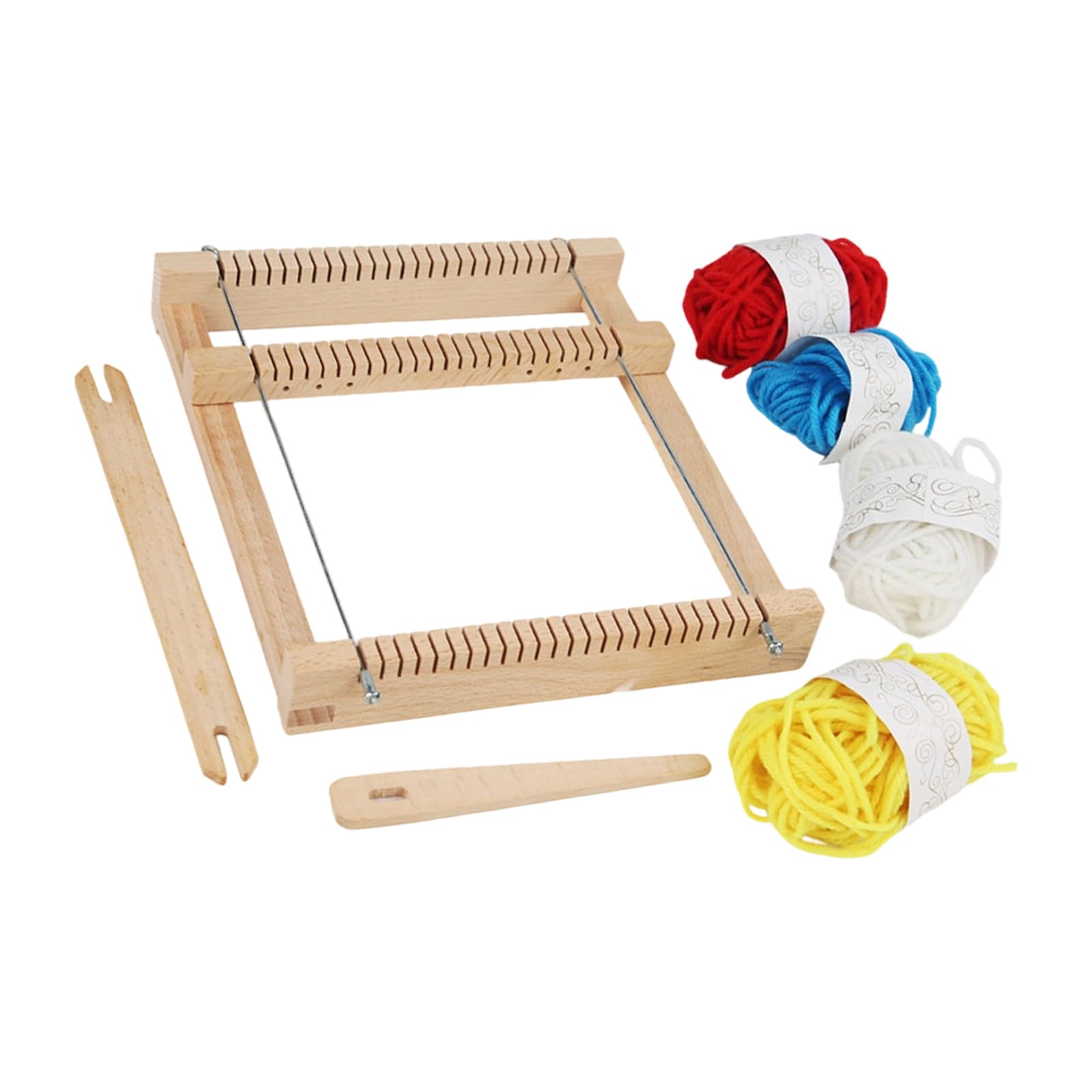 PANFHGFG Craft Set for Adult Children Beginner Includes Wooden Weaving Frame 4 Color Yarn and Wood Knitting Needle Complete Knitting Craft Tool Set Includes Wooden Frame