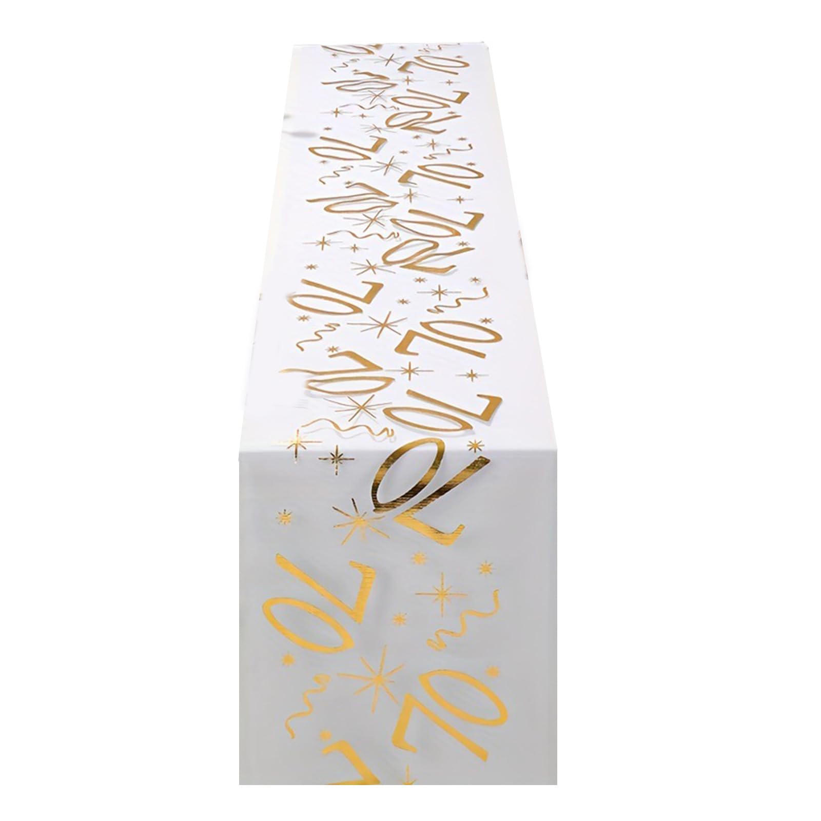 Jazuaiao Polyester Birthday Table Runner with Golden Accent Perfect for Anniversary Decorations Celebration Banquets Polyester Table Decoration