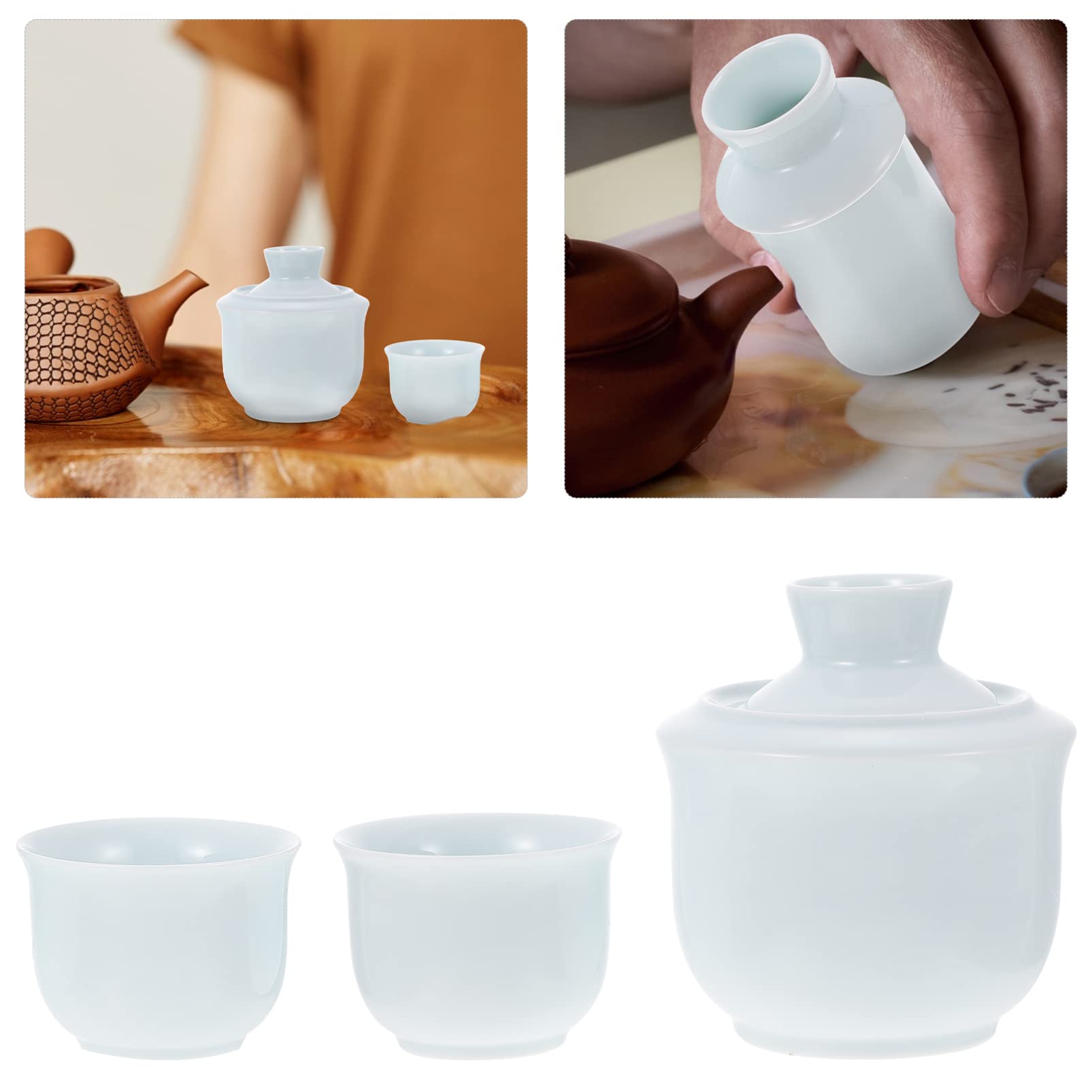 Tasse à saké traditionnelle, verres à vin en céramique, 2 ensembles de tasses en porcelaine, bouilloire de bureau en verre, chauffe-boissons chaudes et service de boissons chaudes, style japonais, ave