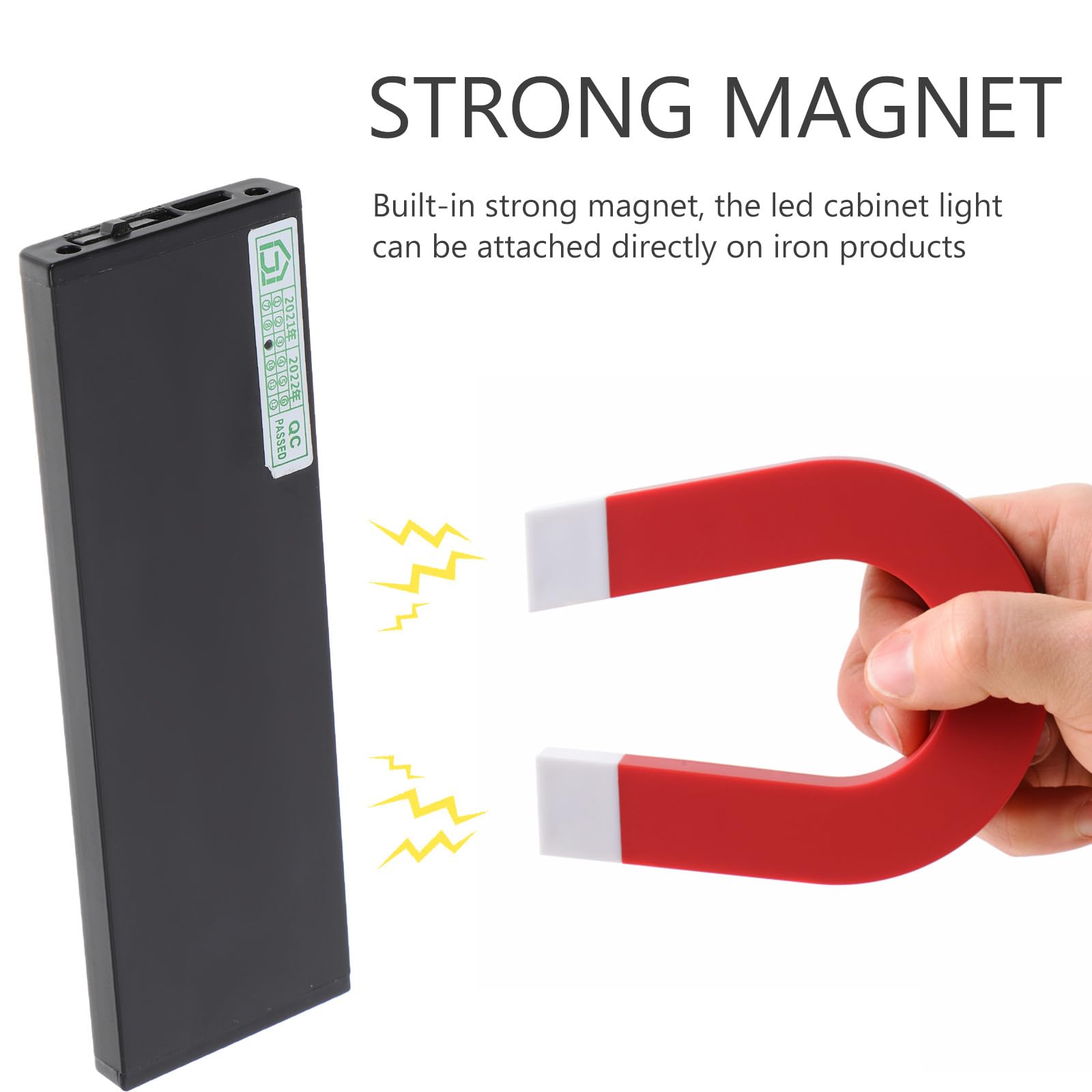 MAGICLULU Éclairage sous Meuble LED Rechargeable USB, Capteur de Mouvement Manuel, Magnétique, 12 CM, Noir, Lumière Neutre 4000K pour Placard et Dressing