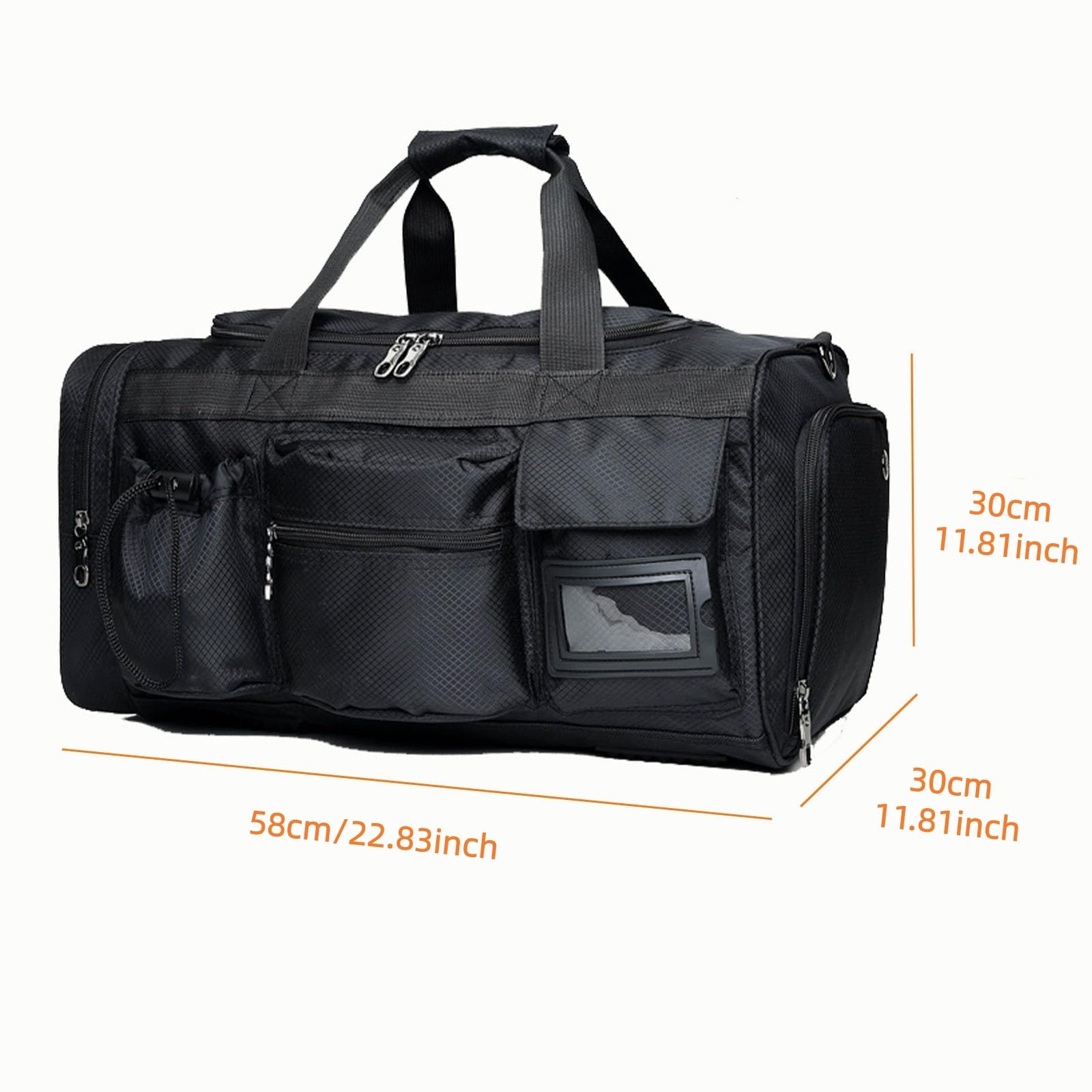 Borsa da palestra per uomini e donne, borsone sportivo da 45 l, con tracolla regolabile e scomparto per scarpe, borsone sportivo resistente e impermeabile, per viaggi, sport, fitness., Nero , M
