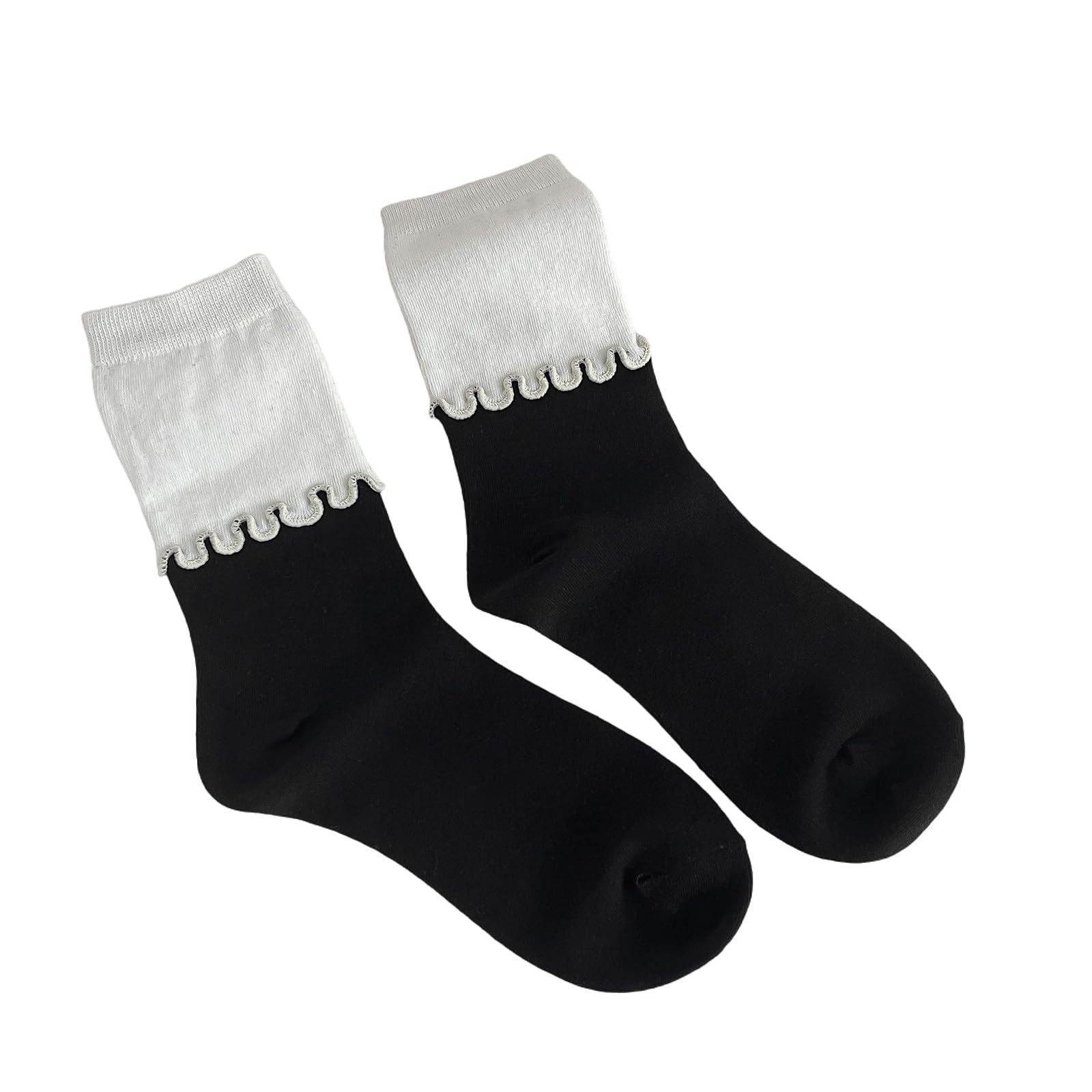 Chaussettes mignonnes à volants pour femmes blanches style délicat et fin au-dessus de la cheville