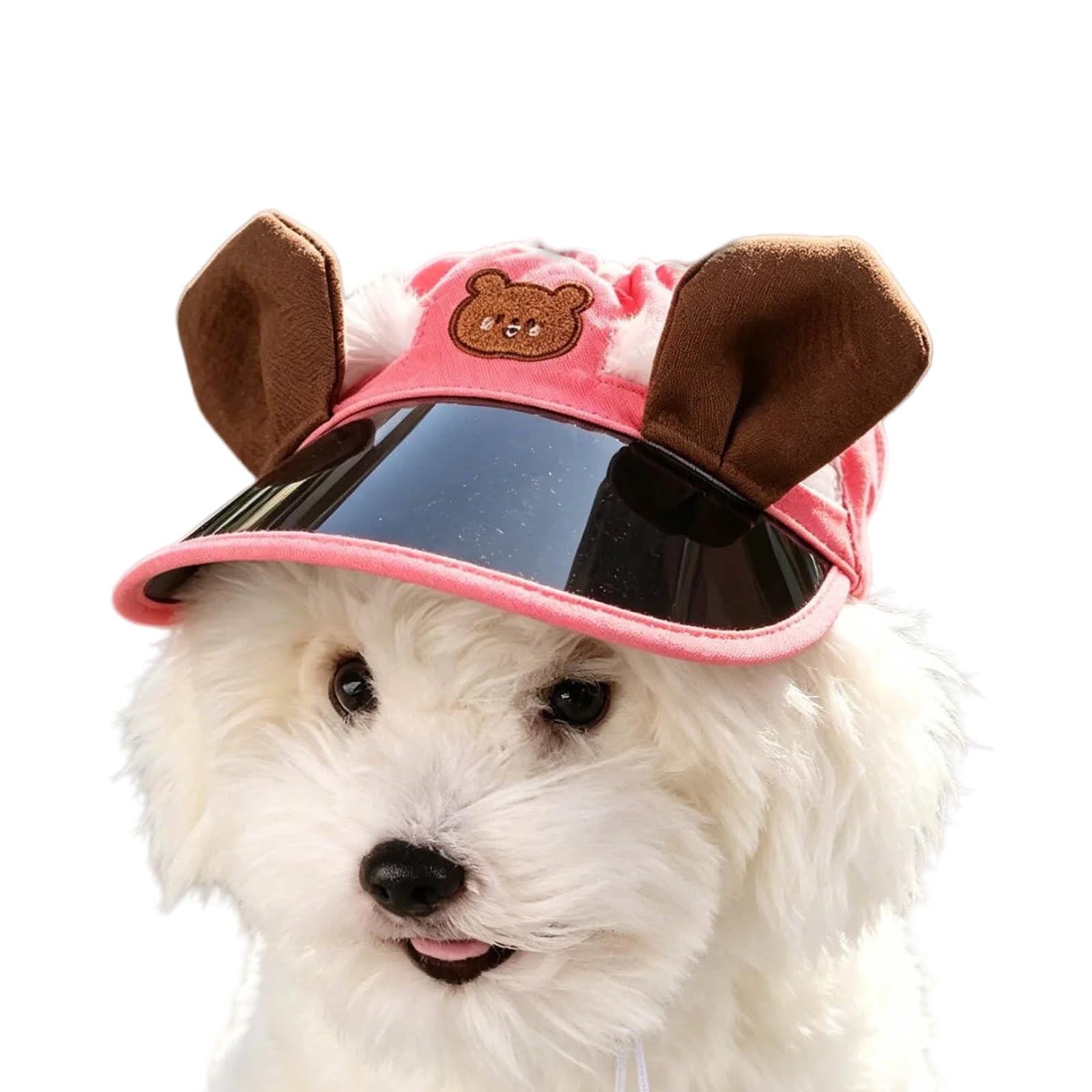 Cute Pet Hat with Leaking Ear Summer Sun Hat for Pets New Breathable Sunscreen Hat for Cats Dogs Outdoor Protection (L)