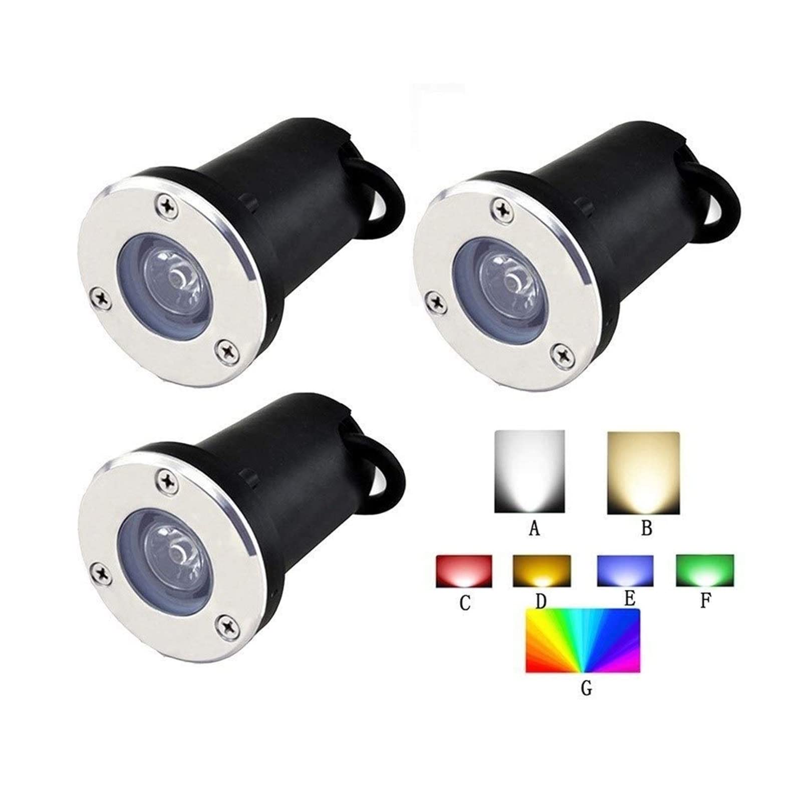 Focos Suelo Led Exterior - Empotrable Al Aire Libre Focos, AC85 ~ 265V Led Decoración De Luz Exterior Focos De Suelo Integrados, Luces Empotradas Impermeables IP65 Para Exteriores, Jardines(Blue,3W)