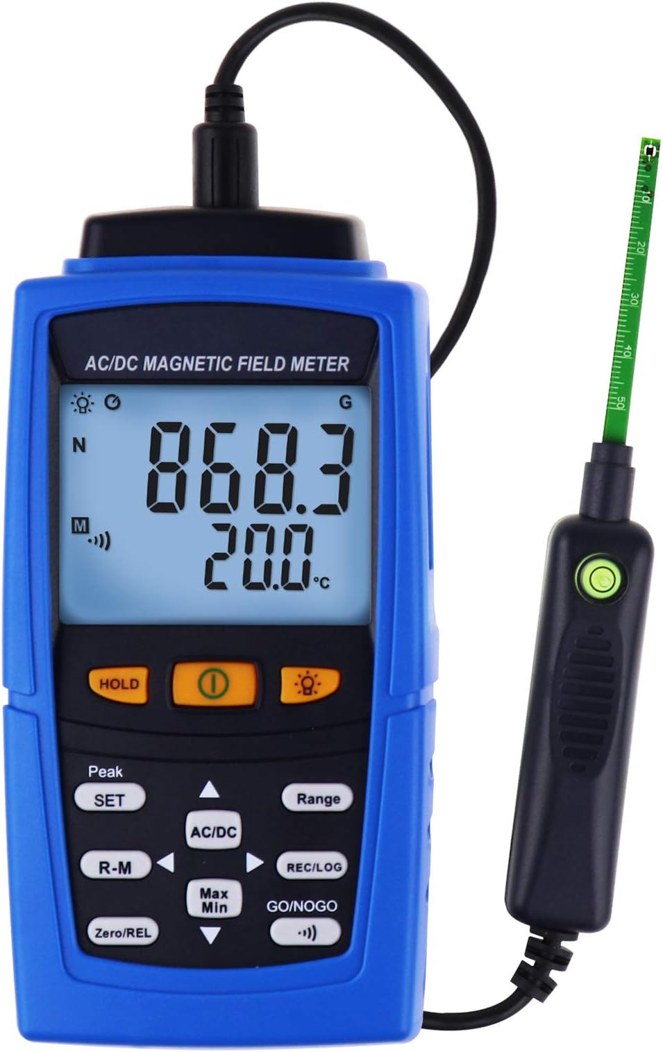 GAIN EXPRESS AC/DC Gaussmeter Magnetic Field Strength Meter Teslameter Magnetometer Residual Permanent Magnet N/S Polarity 3000mT (30000 Gauss) Automatic Manual Data Recording
