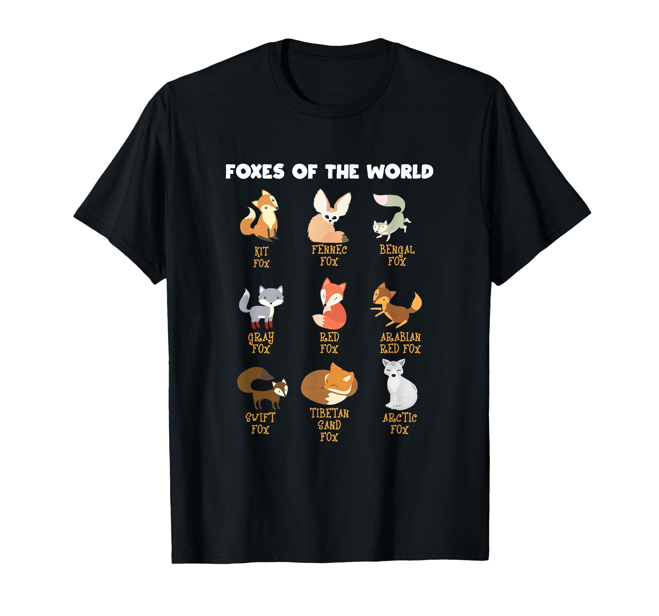 Cool Foxes Of The World Present Cute Fox Animal Lover T-Shirt