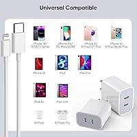 Vista 7 de 10FT iPhone Fast Charger,[Apple MFi Certified] 2Pack PD Dual Apple Fast Charger USBC Charge Block 10Foot Lightning Cable Cord Quick Charging for