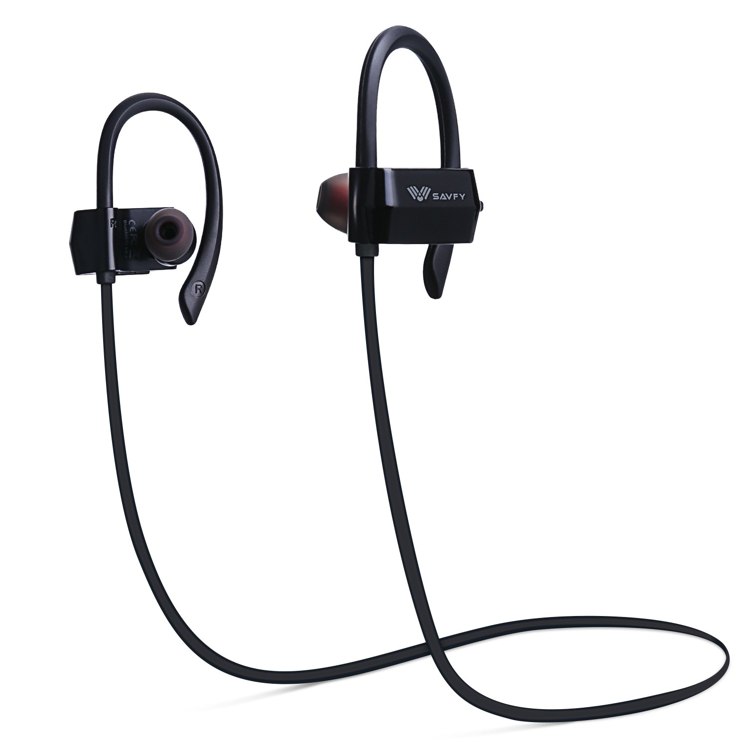 Bluetooth Headphones SAVFY Wireless Sports Earphones Buletooth Headset Sweatproof Earbuds for Running Gym Exercise with Mic for iPhone, Samsung, Huawei and Other Smartphones (IPX4, Bluetooth 4.1, AVRCP, A2DP, 7 Hours Play Time)Black