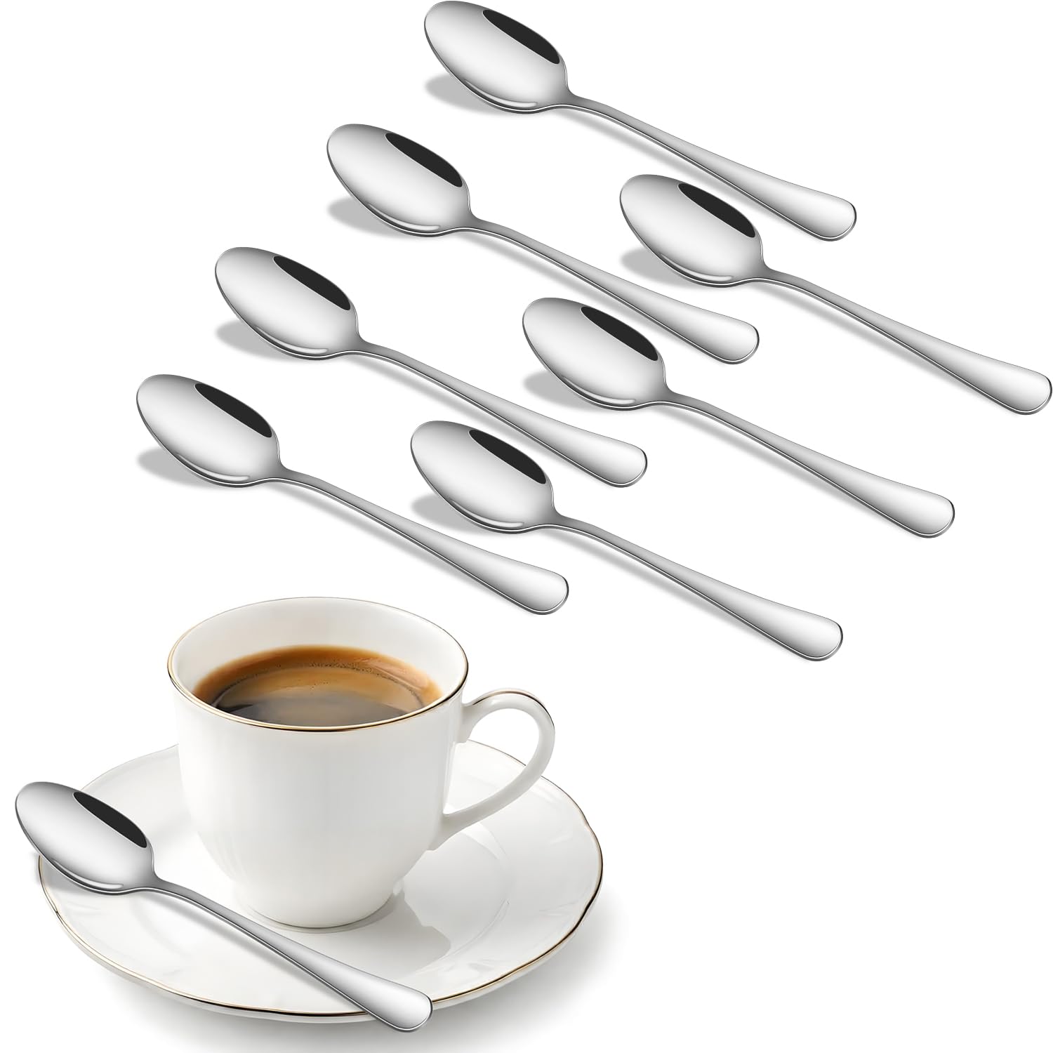 DEHOV 8-Piece 5.5 Inch Stainless Steel Small Tea &amp; Coffee &amp; Espresso Spoons