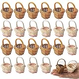 Hiawbon 24 Pack Dollhouse Miniature Wood Woven Basket Figurines for Crafts Fairy Garden...