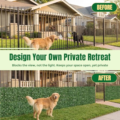 KASZOO Artificial Ivy Privacy Fence Screen - 120x40in Artificial Faux Privacy Fence Panel Artificial Green Wall Balcony Privacy Screen Decoration for Patio, Balcony, Wall, Backyard Indoor Outdoor