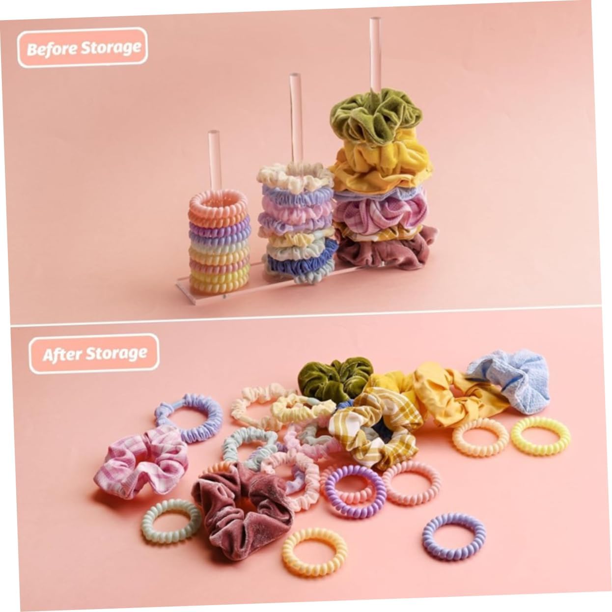 Hair Tie Holder Scrunchie Organizer Hair Accessories Organizer Box Show Rack Vertical Tower Hairband Stand Vertical Hair Rope Stand Headband Bracket Rubber Band Hair Ring Girl