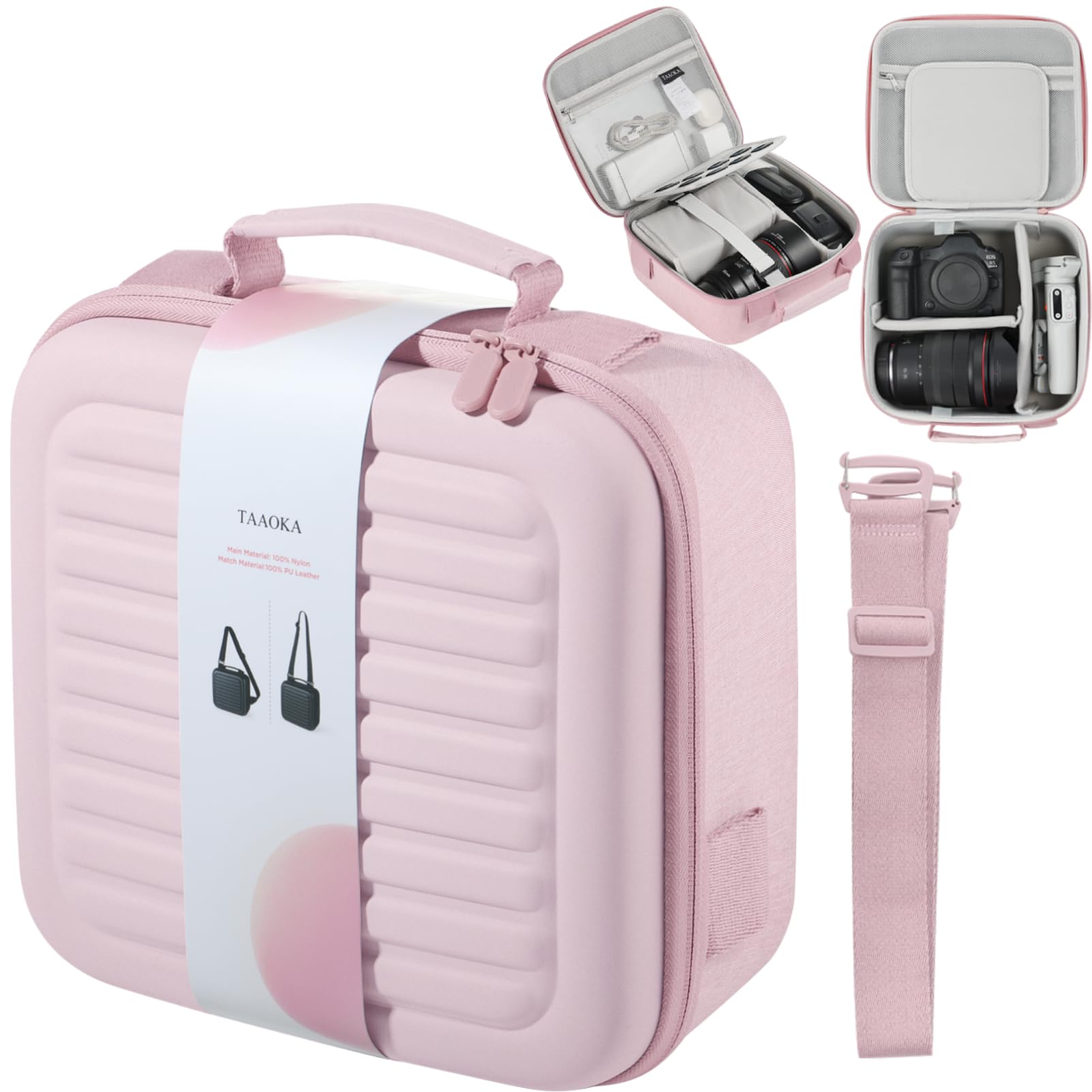 Photo 1 of Camera Case Compatible with Canon EOS Rebel T7/R50/R6 Mark II/R100/R50 V/T6/R8/R10/R5 Mark II/RP/R7/5D Mark IV/SL3/R5/T100 DSLR SLR Camera, Lens and Tripod with Moveable Dividers and Shoulder Strap