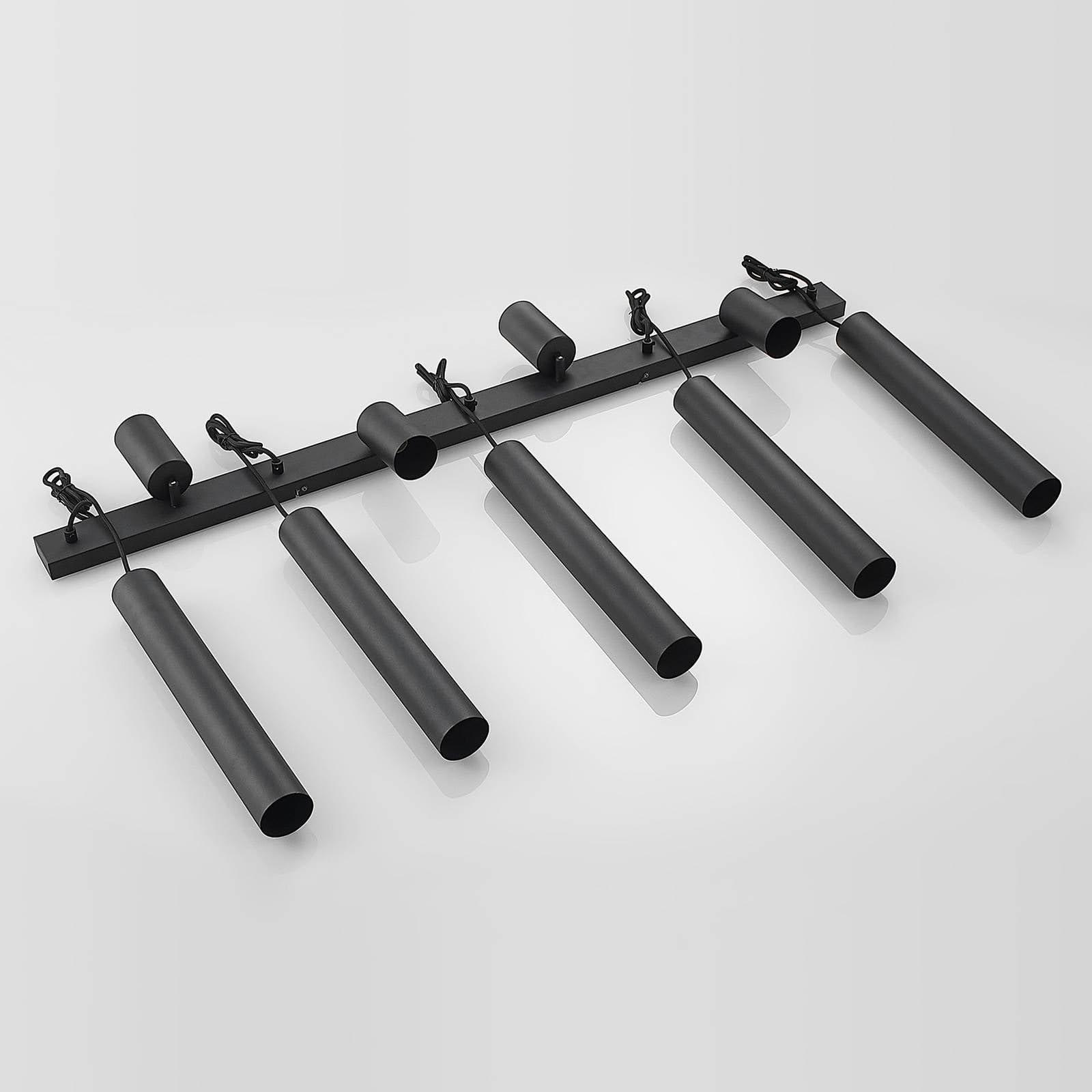 Lindby Lampada a Sospensione 9 Luci Nera 116 cm, Lampadario con Faretti Orientabili e Pendenti Cilindrici GU10 Moderne Lampade Sospese per Cucina Sala da Pranzo Soggiorno