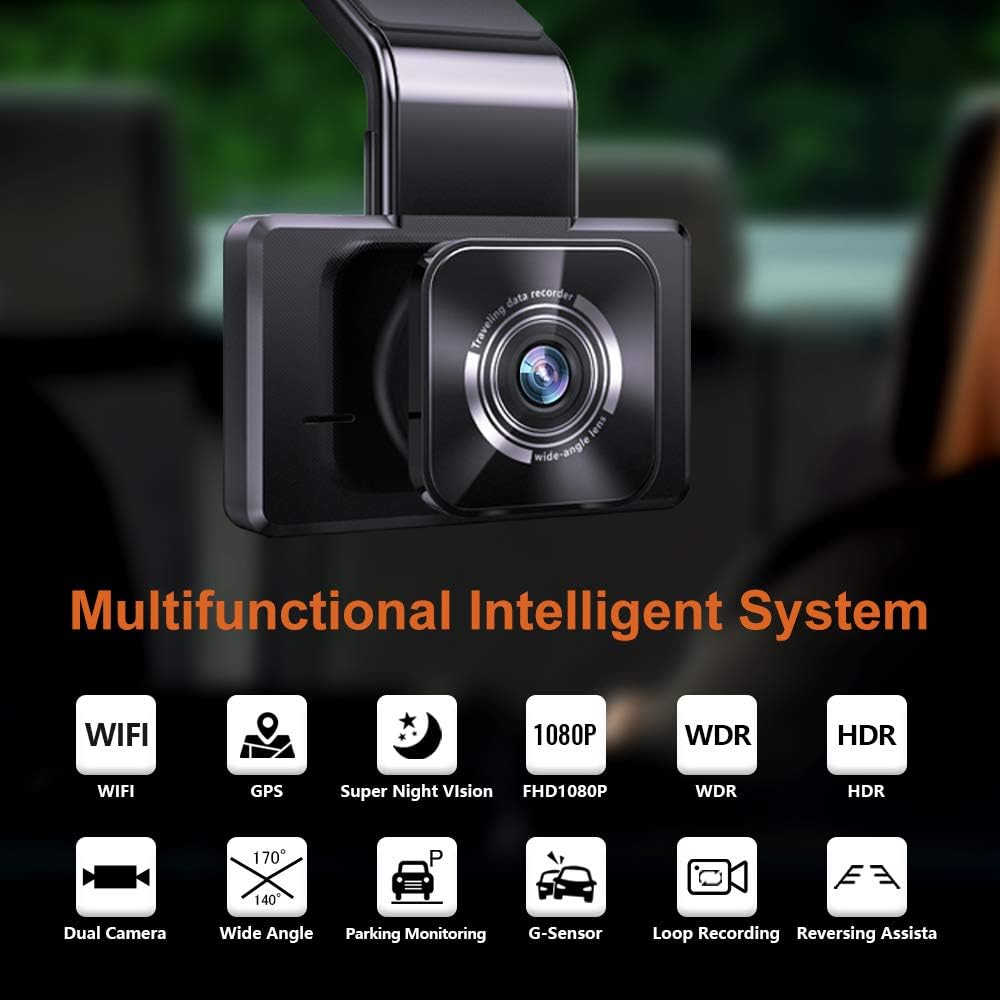 Flash Deals - 70% OFF AUTOWOEL Dash Cam Built in WiFi GPS, FHD 1080P Dash Cam Front and Rear Camera with 3 IPS Screen, 310°Dual Dash Cam, WDR, HDR, Night Vision, Reverse Mode, G-Sensor, Parking Monitor, Loop Recording