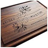 Straga Handmade Cutting Board Personalized Floral Ampersand Design #410-Wedding & Anniversary Gift...