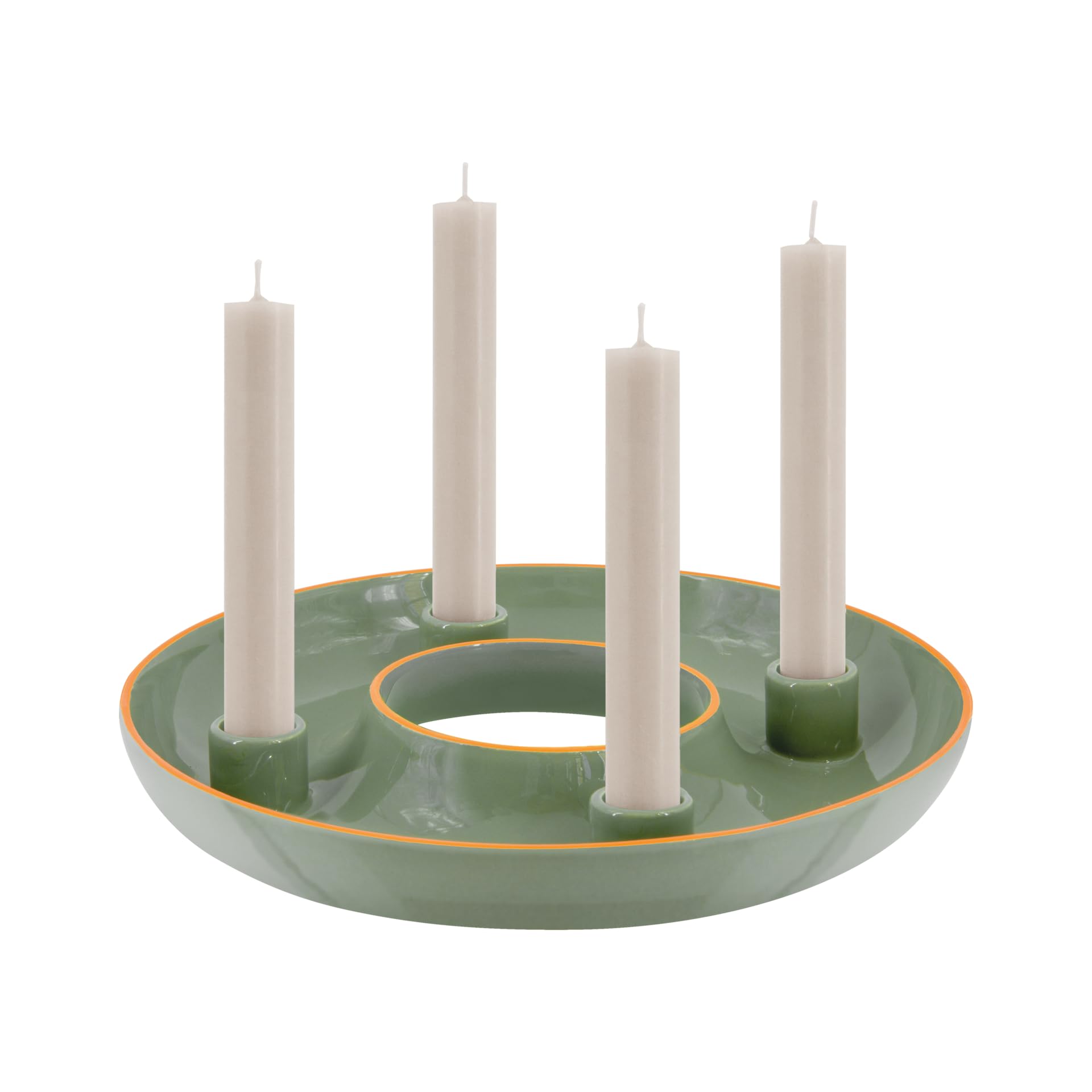 REMEMBER Adventskranzschale Lucia, H 4 cm, Ø 26 cm, Dolomit Keramik – Dekorative Schale für Adventskranz mit 4 Kerzen, modernes Weihnachtsdeko Accessoire für Adventszeit