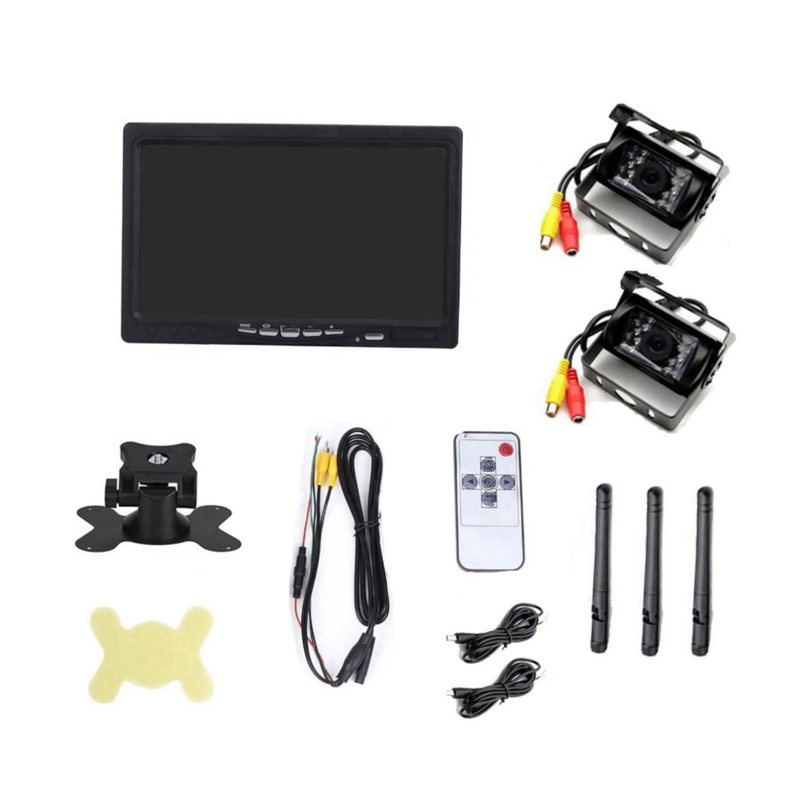 Cámara de visión trasera de coche inalámbrica, sistema de asistencia for aparcamiento, resistente al agua, visión nocturna IR, Monitor de 7 "para RV, camión y autobús